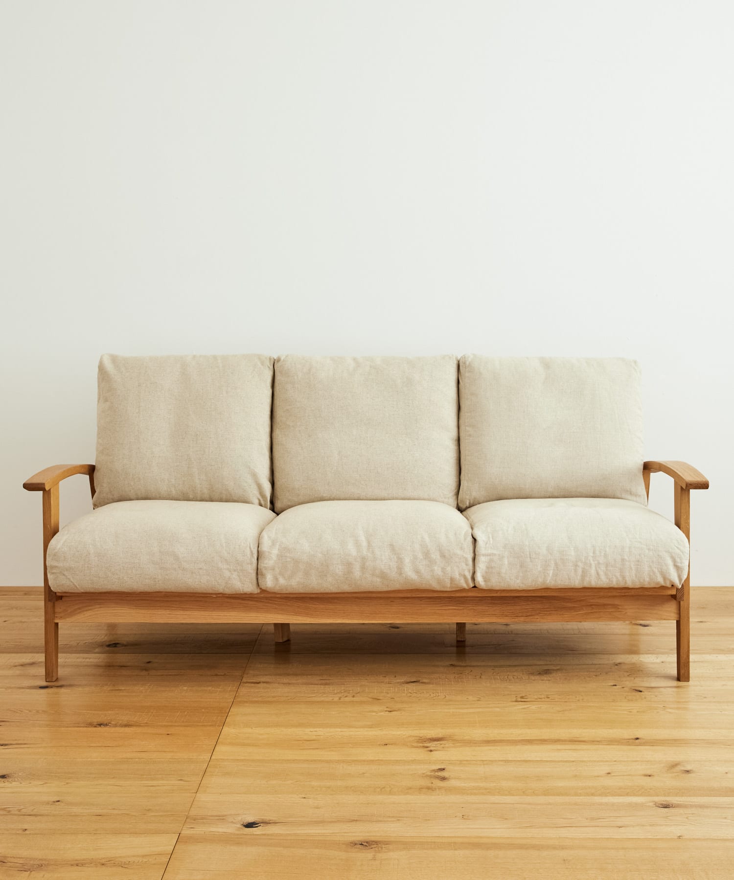 BOTHY　LINEN Sofa 3P オーク無垢材 BEIGE one