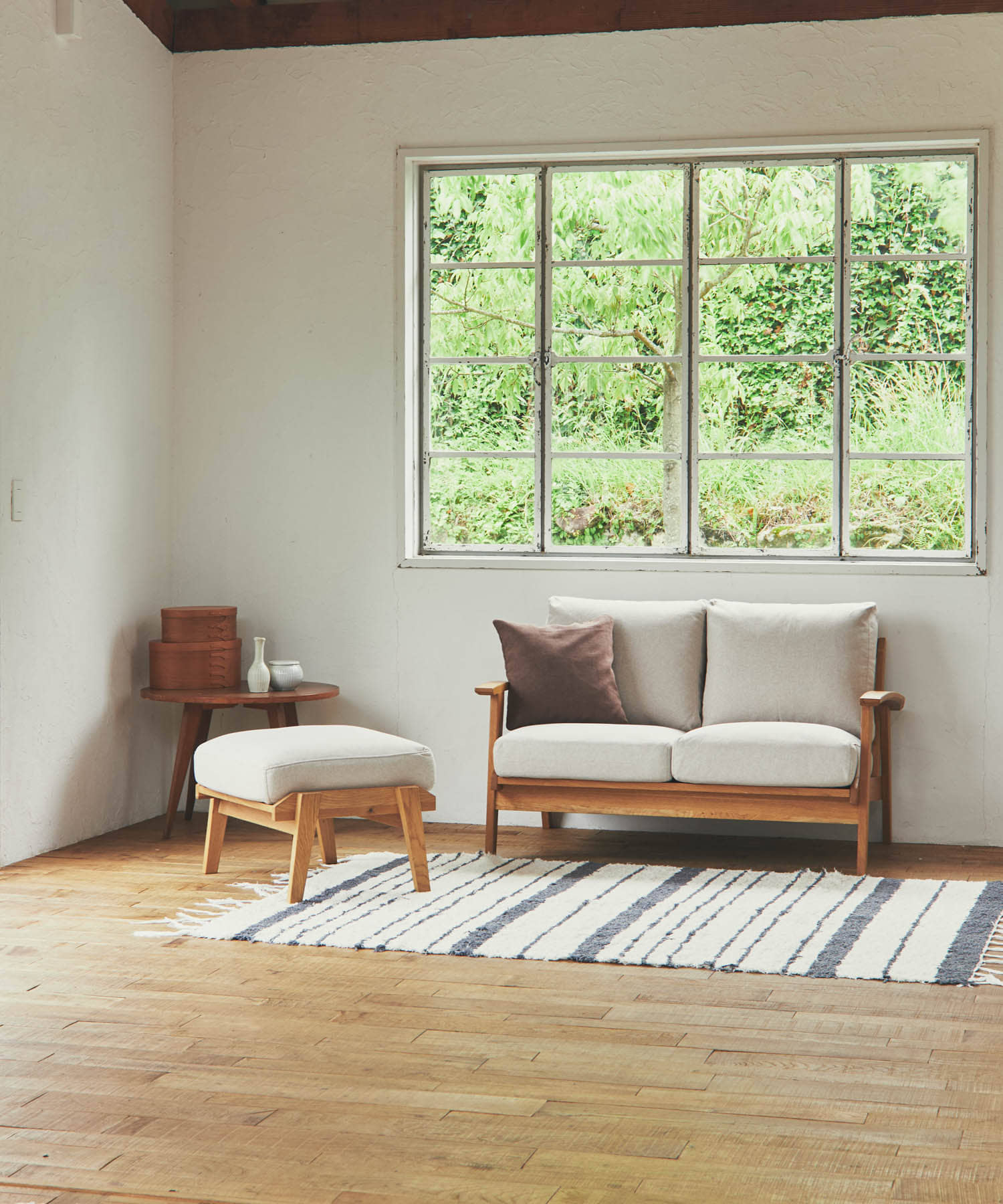 BOTHY　Modern Sofa 2P オーク無垢材 ベージュ one