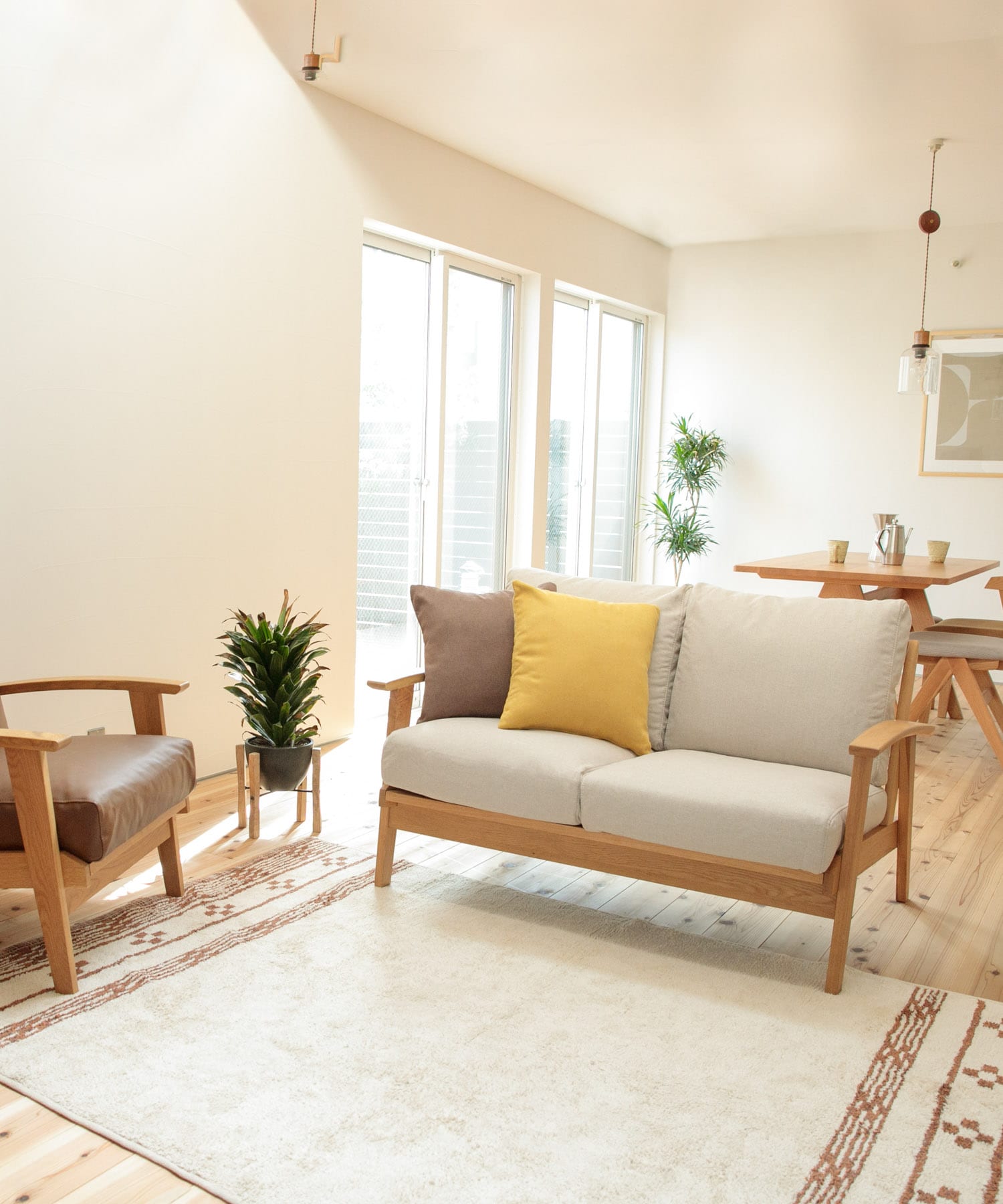 BOTHY　Modern Sofa 2P オーク無垢材 ベージュ one