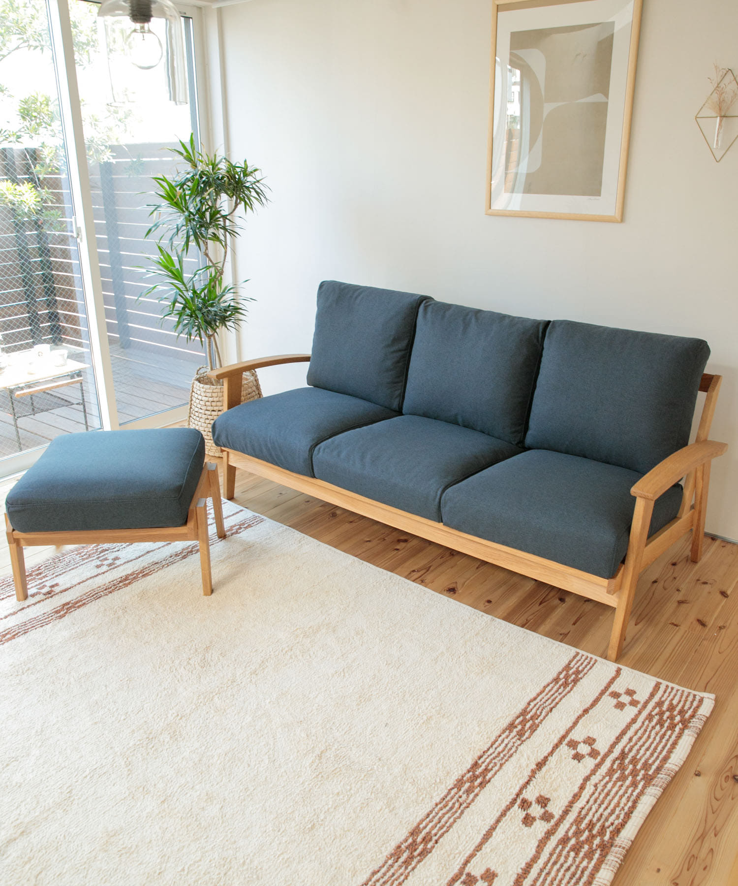 BOTHY Modern Sofa 3P オーク無垢材 ブルーグリーン one