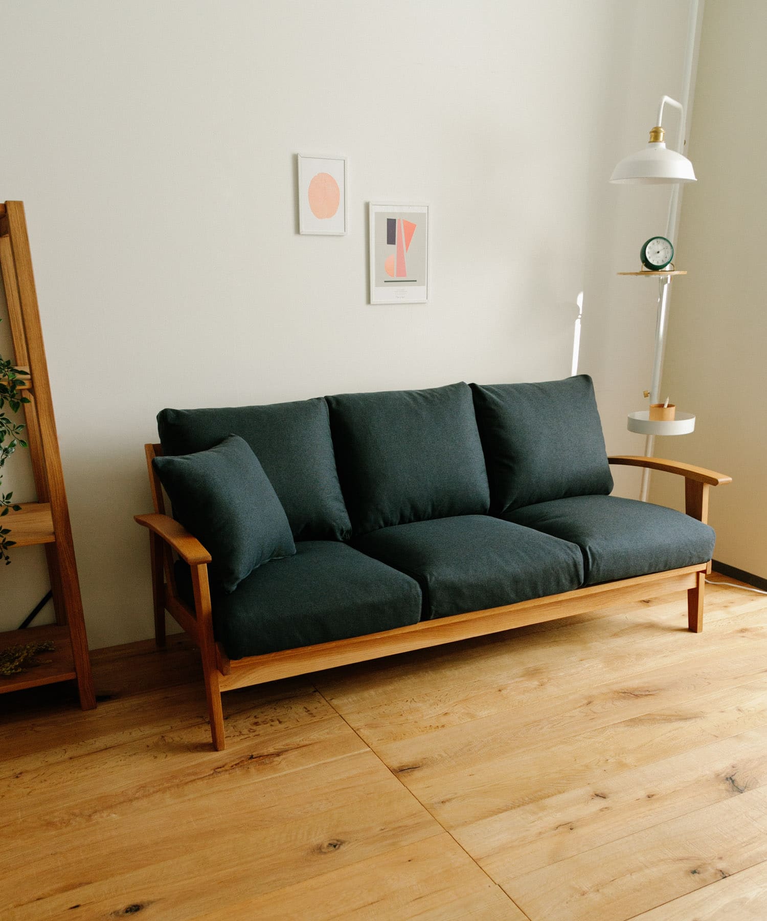 BOTHY Modern Sofa 3P オーク無垢材 ブルーグリーン one
