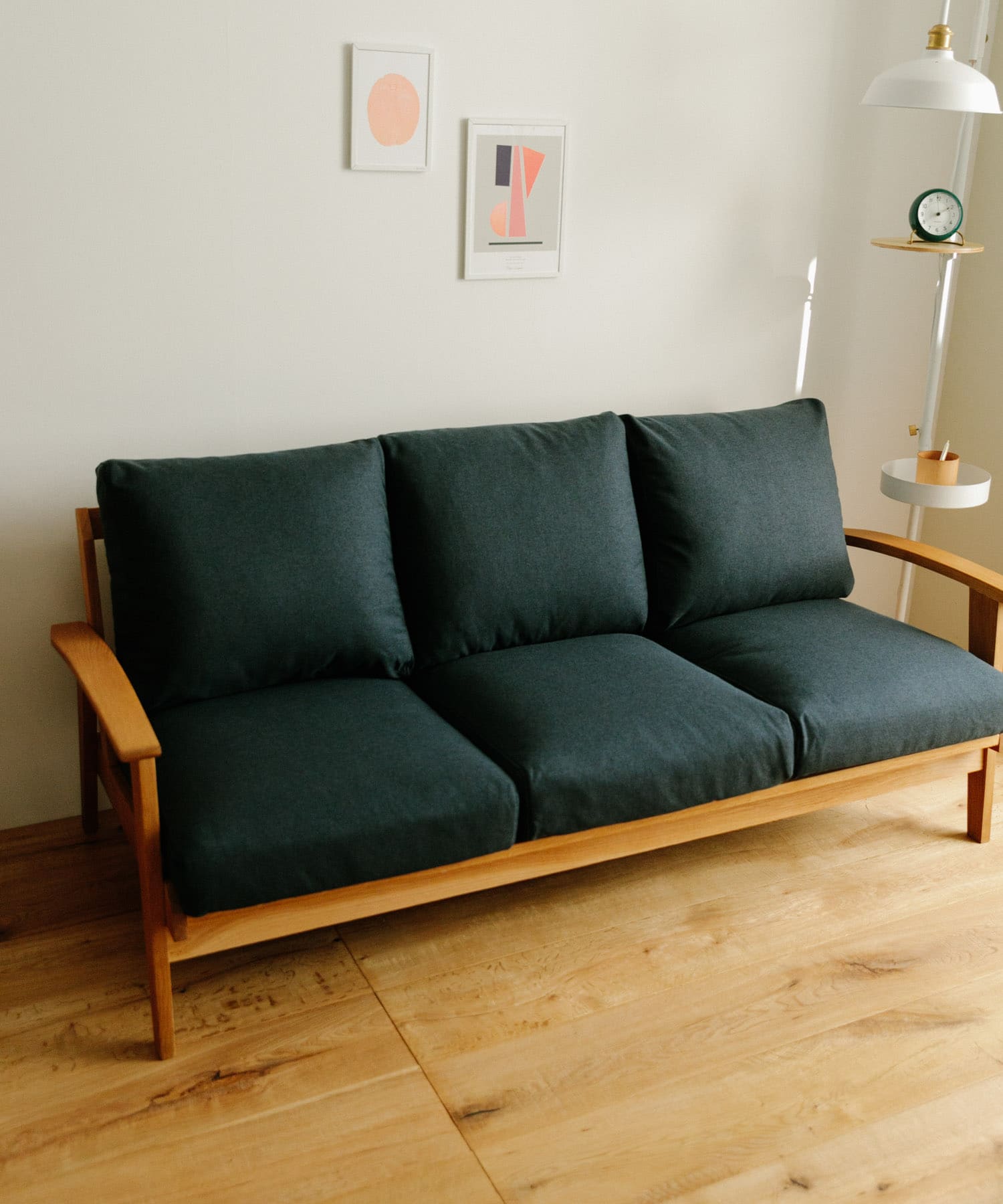BOTHY Modern Sofa 3P オーク無垢材 ブルーグリーン one
