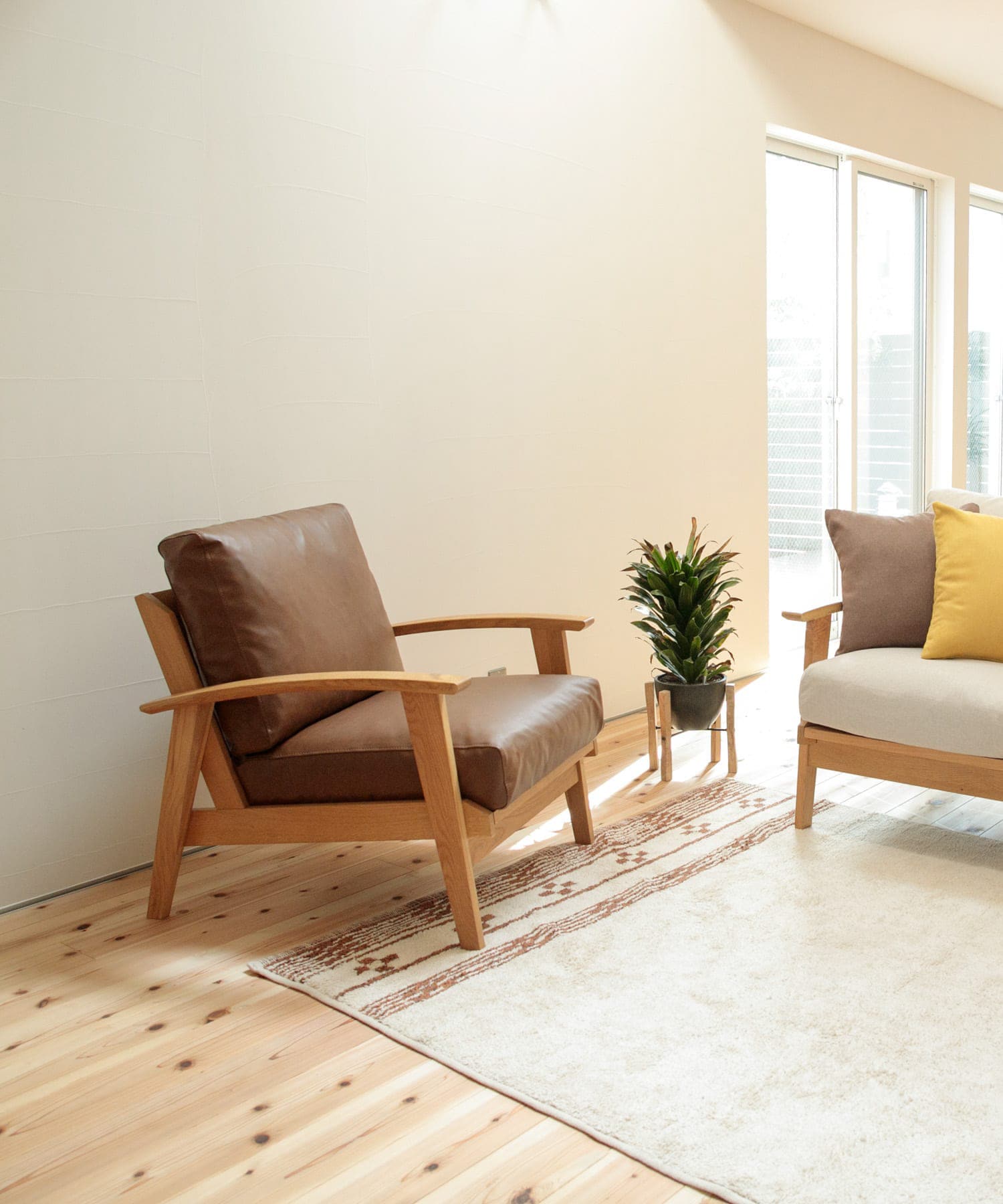 BOTHY　PVC Sofa 1P オーク無垢材 ブラウン one