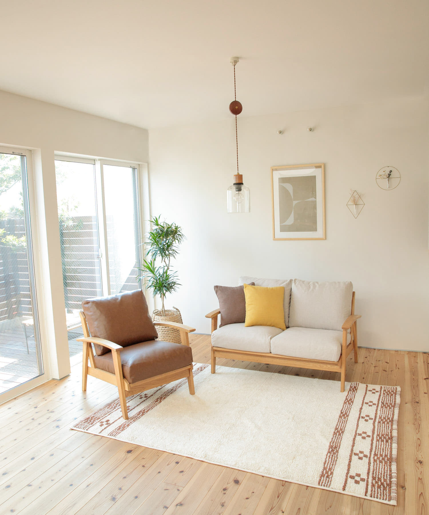 BOTHY　PVC Sofa 1P オーク無垢材 ブラウン one