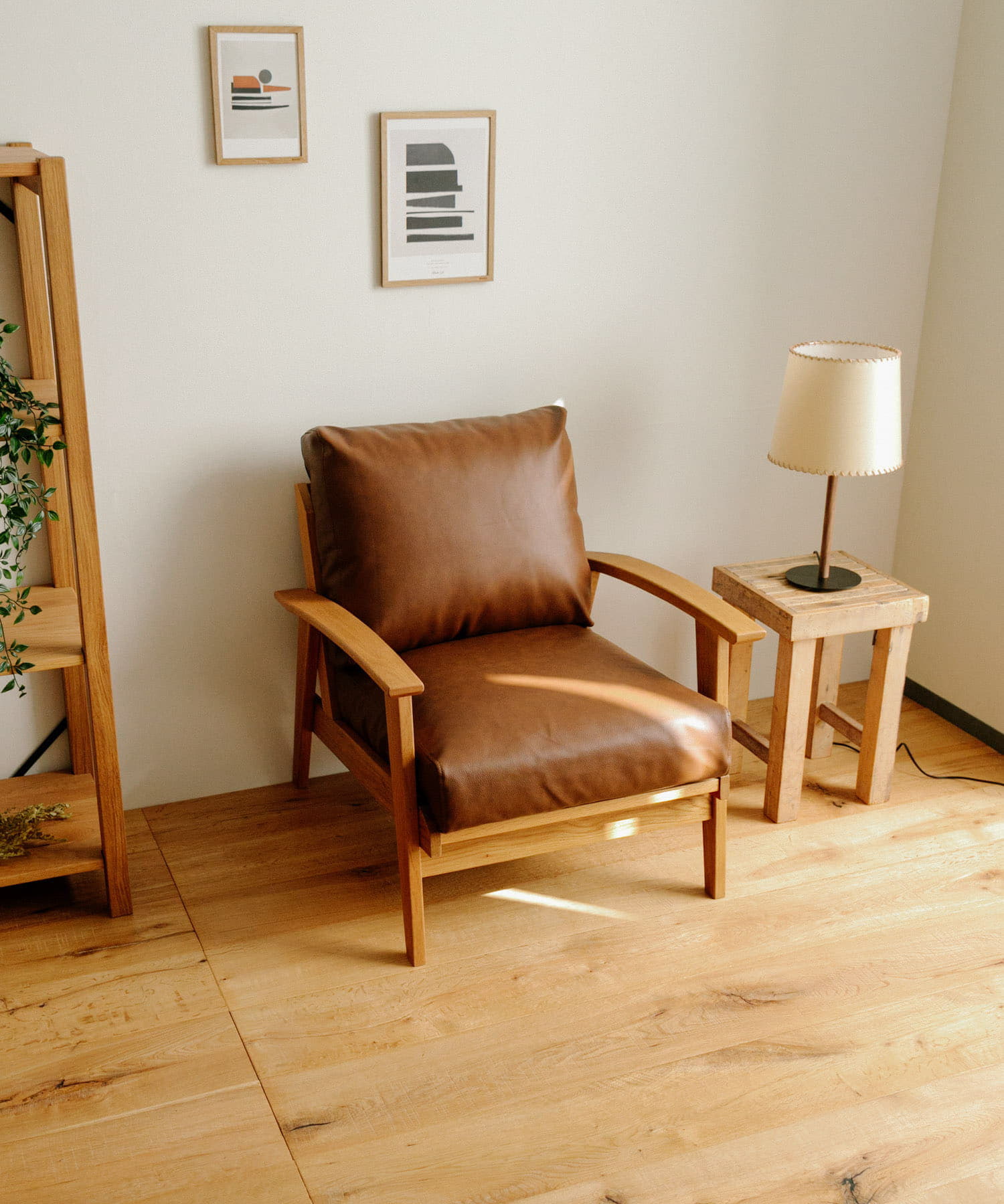 BOTHY　PVC Sofa 1P オーク無垢材 ブラウン one