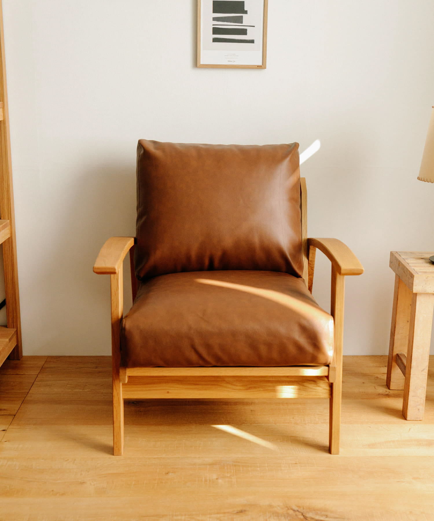 BOTHY　PVC Sofa 1P オーク無垢材 ブラウン one