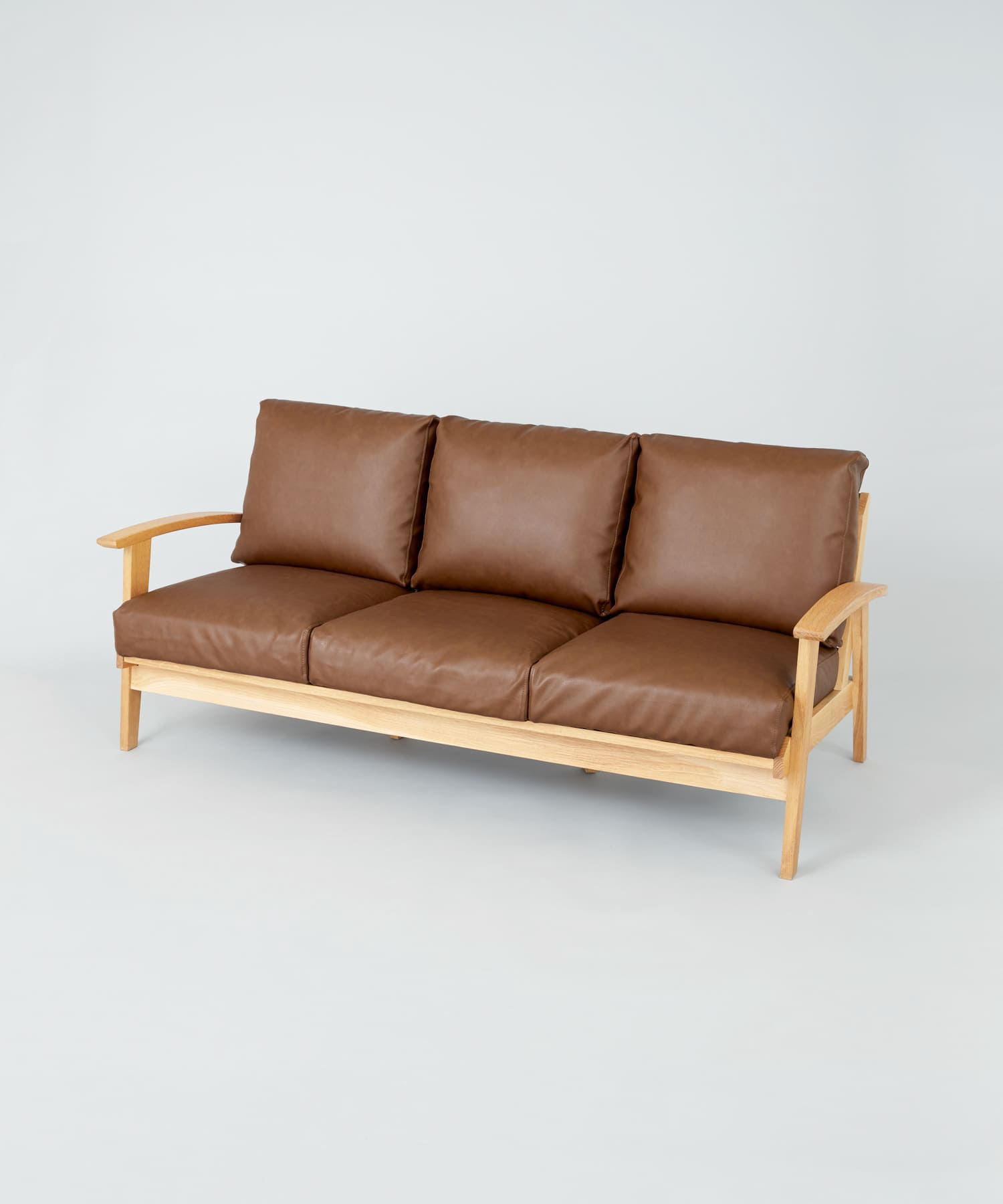 BOTHY　PVC Sofa 3P オーク無垢材 ブラウン one