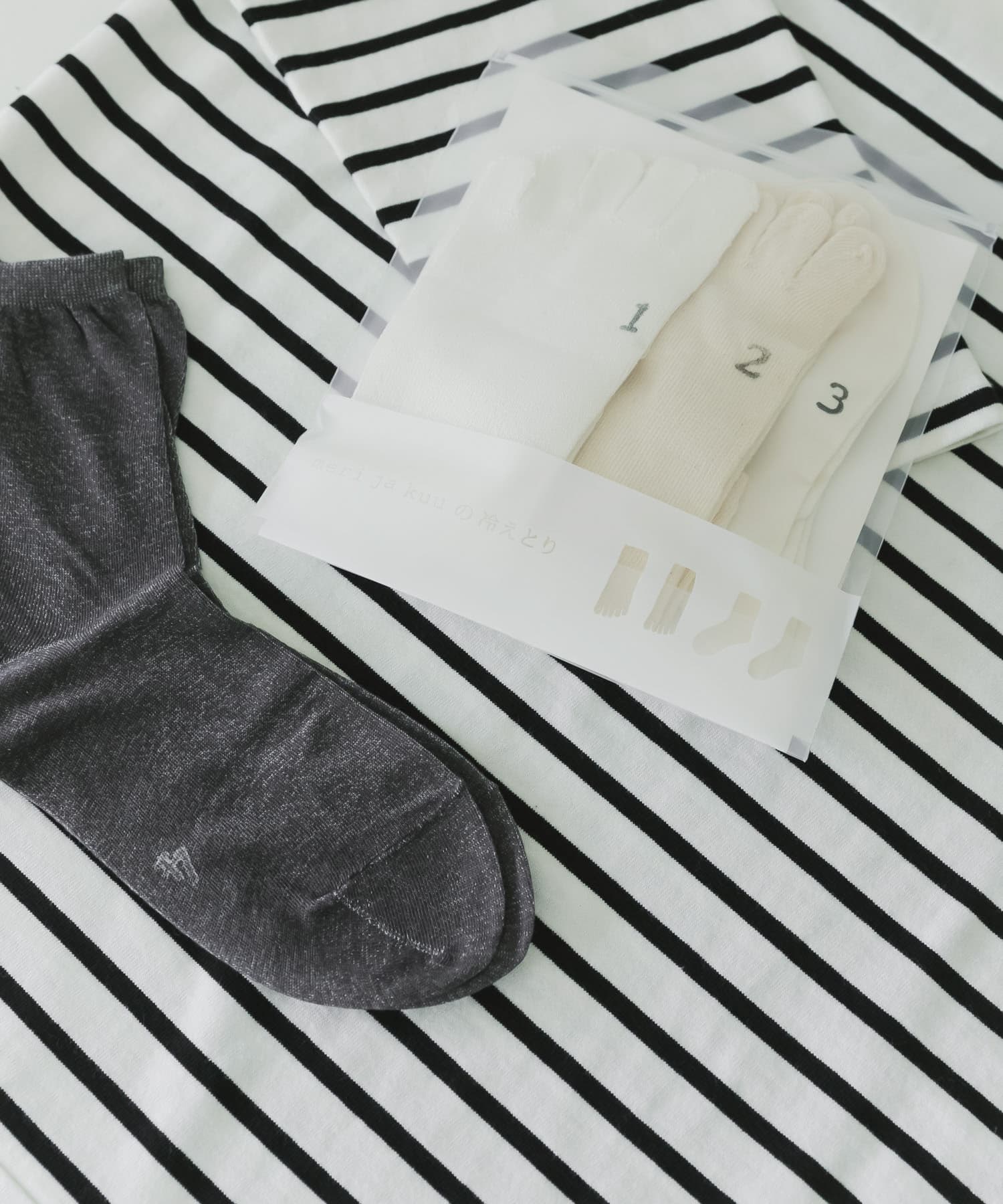 『WEB限定』meri ja kuu　4足セット カラーコットンソックス charcoal -