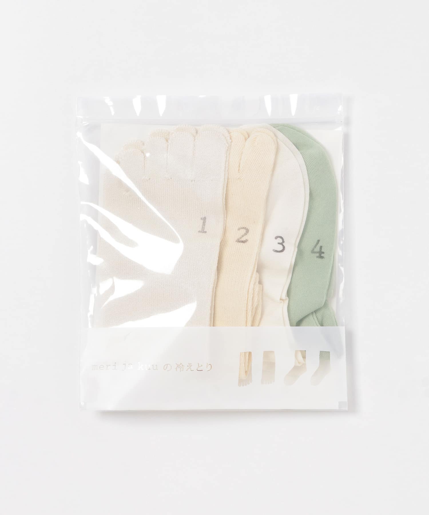 『WEB限定』meri ja kuu　4足セット カラーコットンソックス sage -