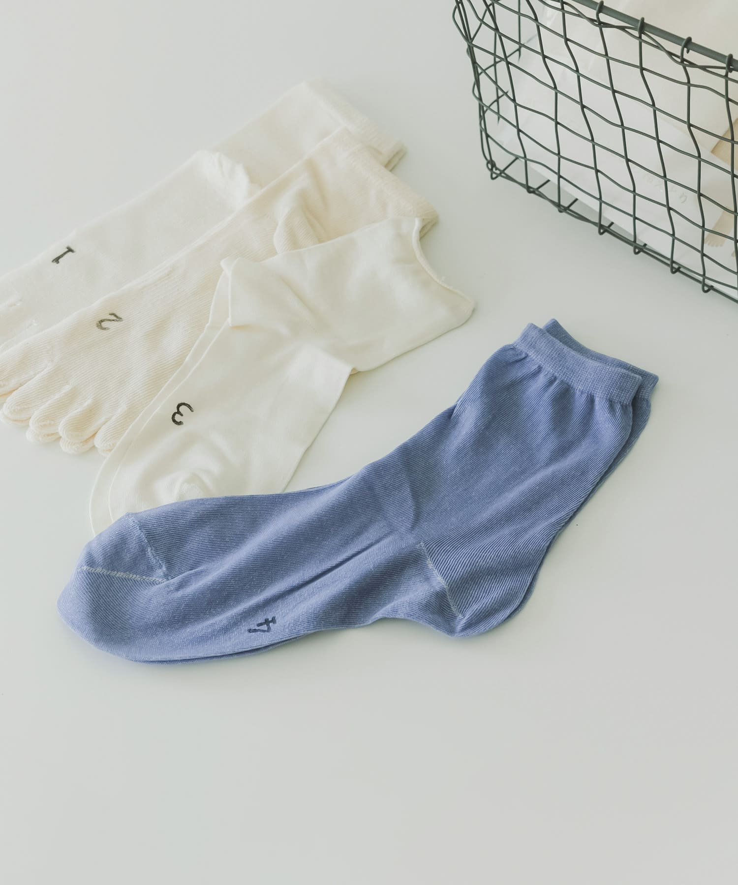『WEB限定』meri ja kuu　4足セット カラーコットンソックス inkblue -