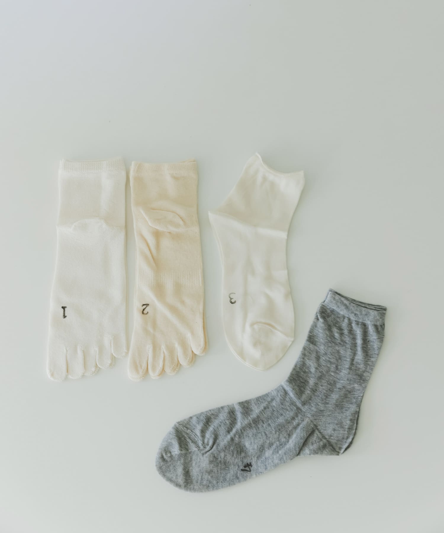 『WEB限定』meri ja kuu　4足セット カラーコットンソックス gray -