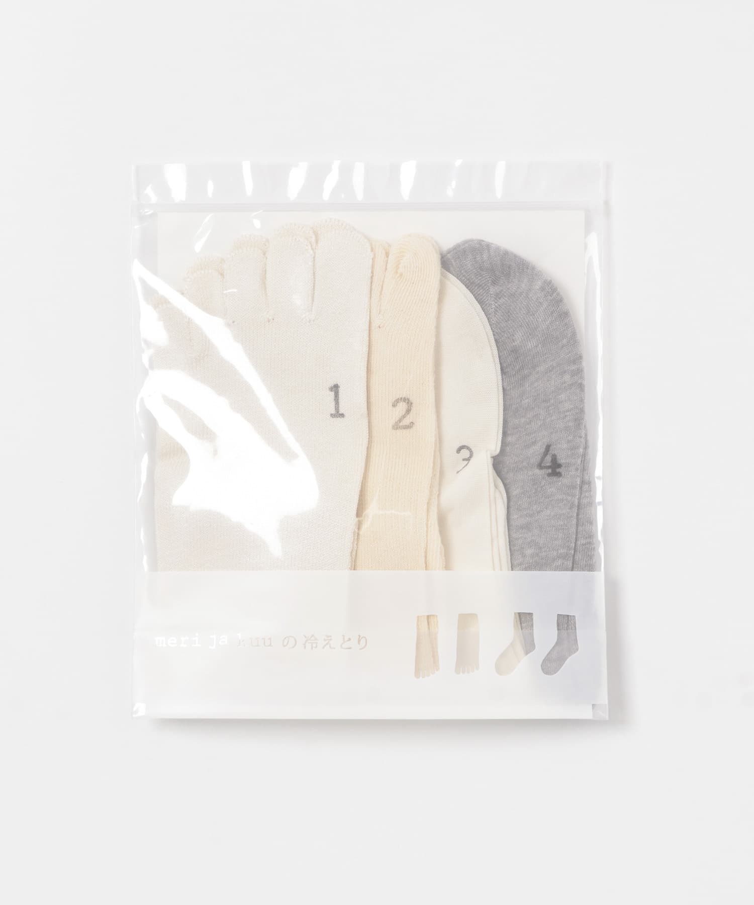 『WEB限定』meri ja kuu　4足セット カラーコットンソックス gray -