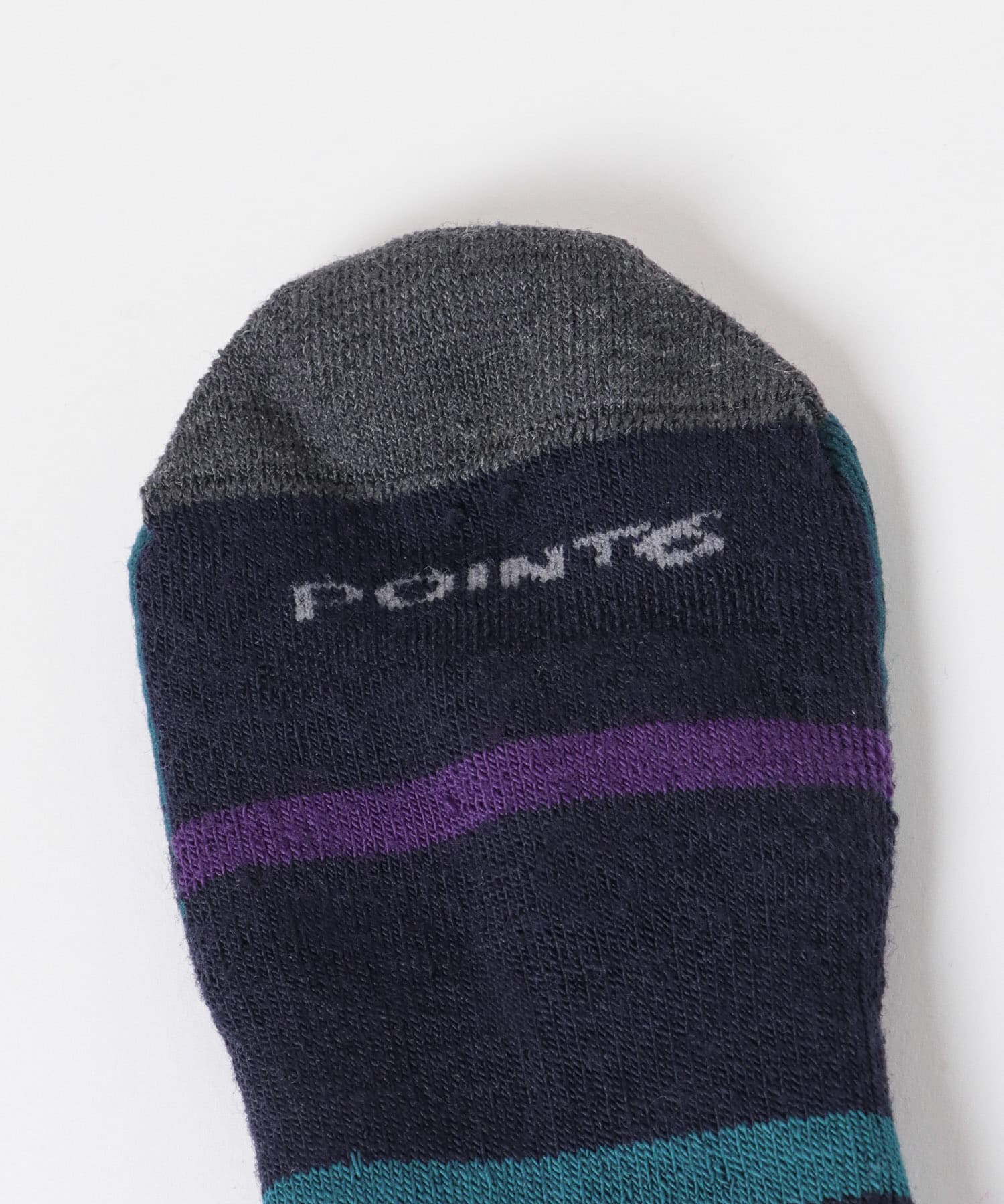 POINT6　mixed stripe medium dark navy M