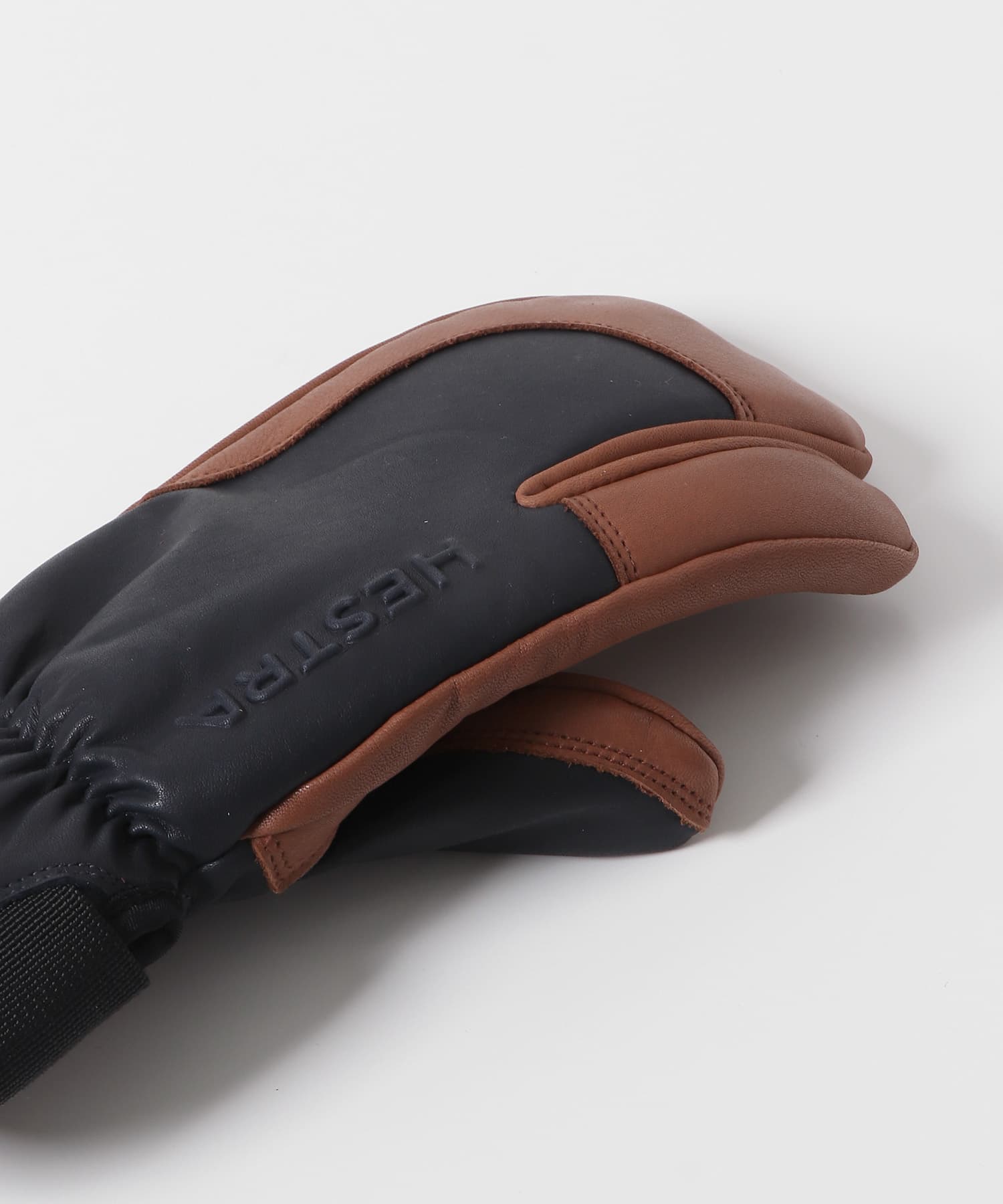 HESTRA　3-Finger Full Leather Sht Navy Brown 5