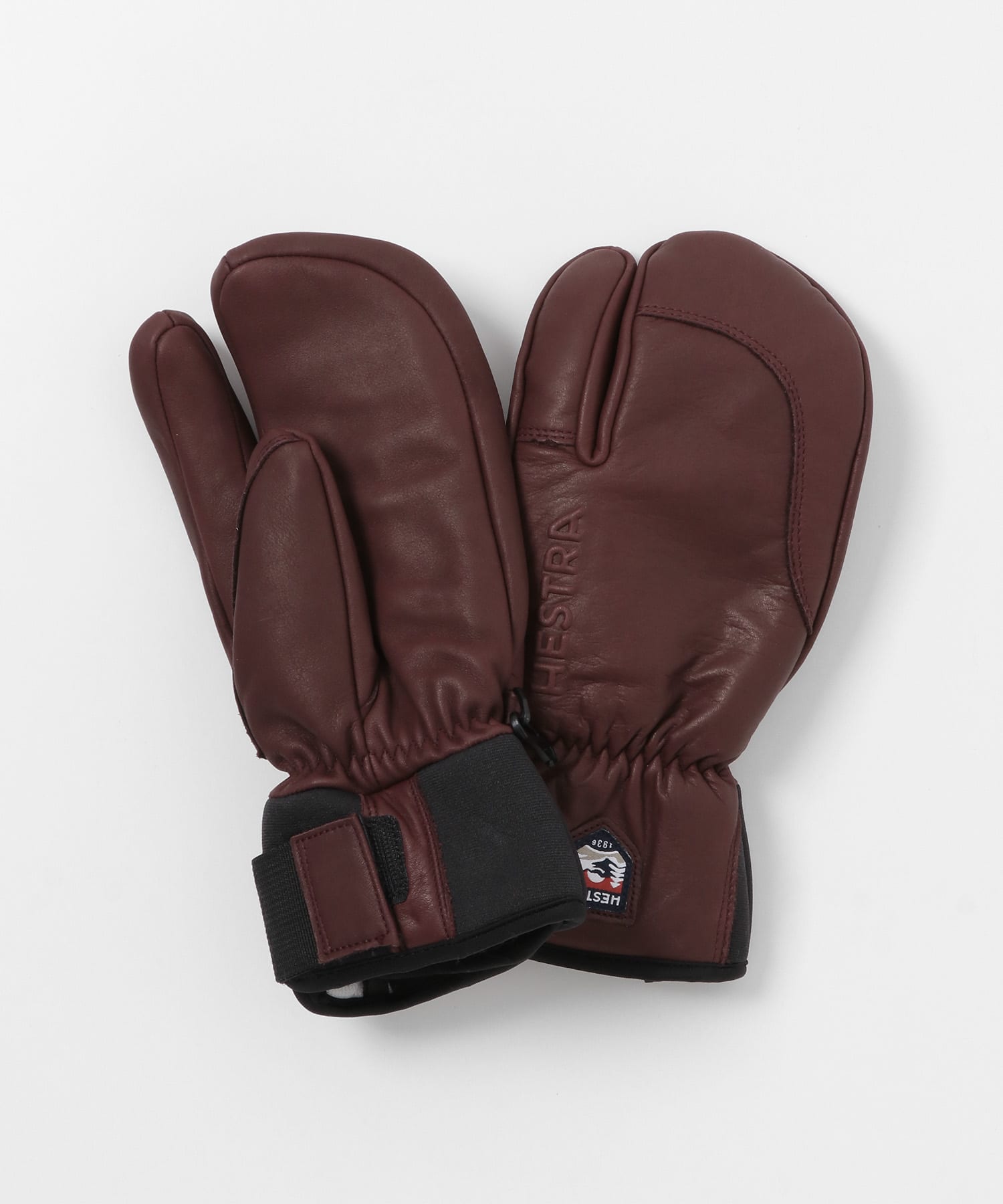 HESTRA　3-Finger Full Leather Sht Bordeaux 5