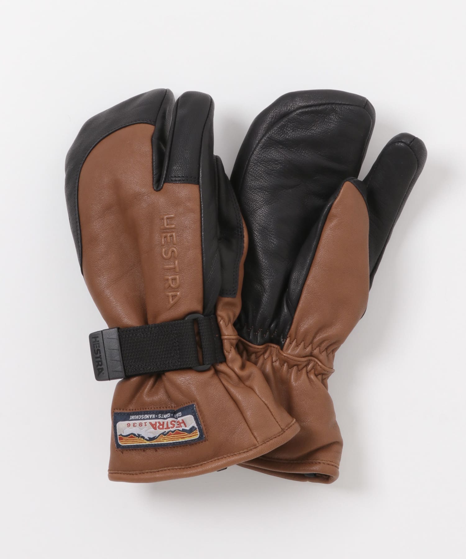 HESTRA 3-Finger GTX Full Leather(7 BR Black): ファッション雑貨
