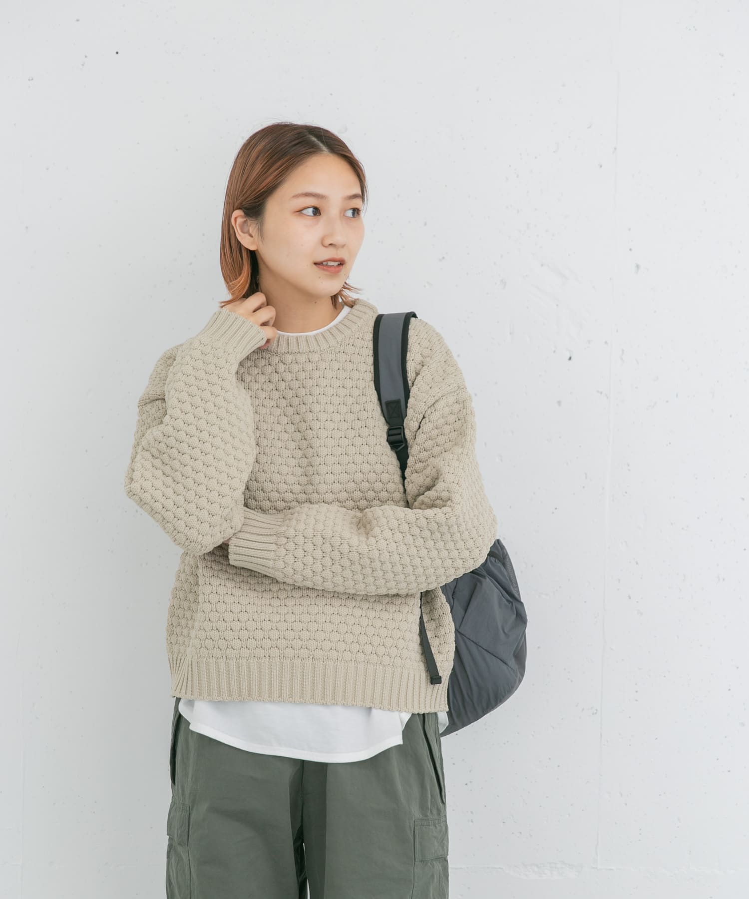 ポリニアン FLLイアンナ(グレーフレッシュ) + オープンバックセーター 新品 Organic Linen Jersey Shirred-Back Top | EILEEN FISHER
