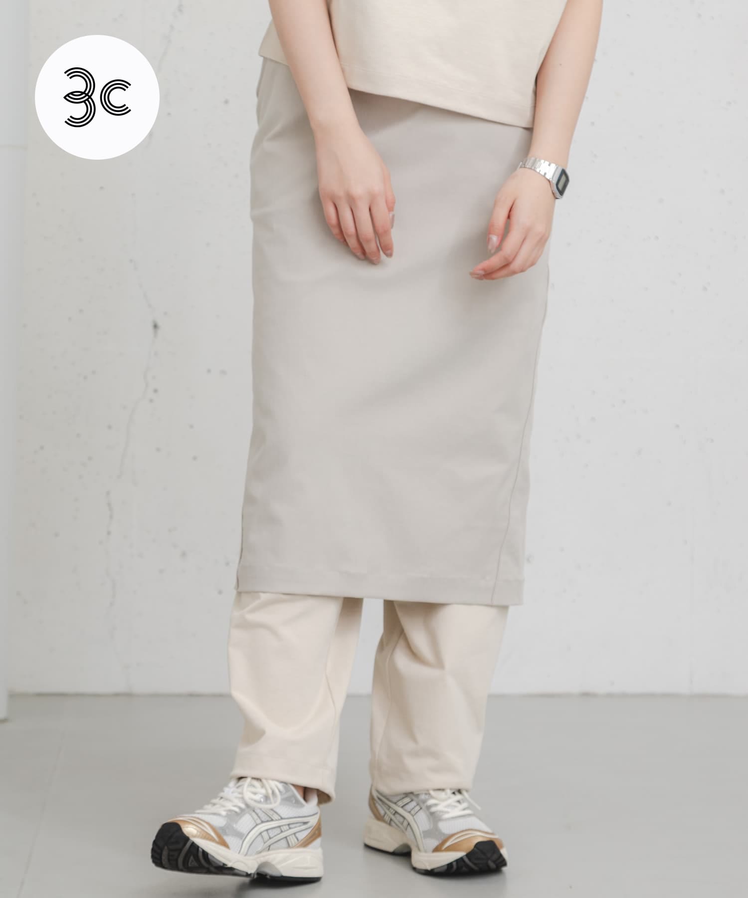 『吸水速乾/UVカット』coolmaxカーブラインストレートスカート