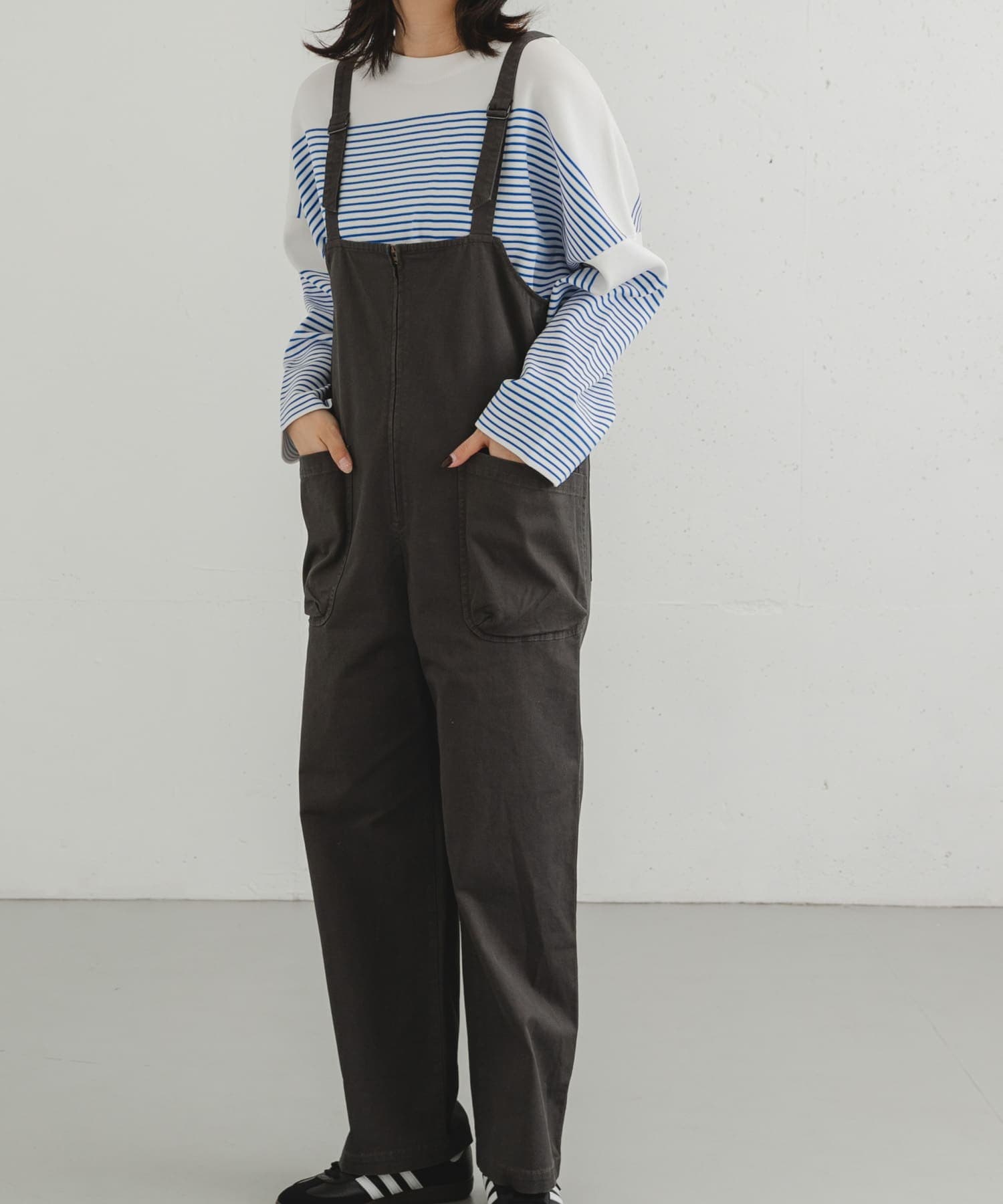 製品染めジップデザインサロペット(one キャメル): ボトム｜URBAN