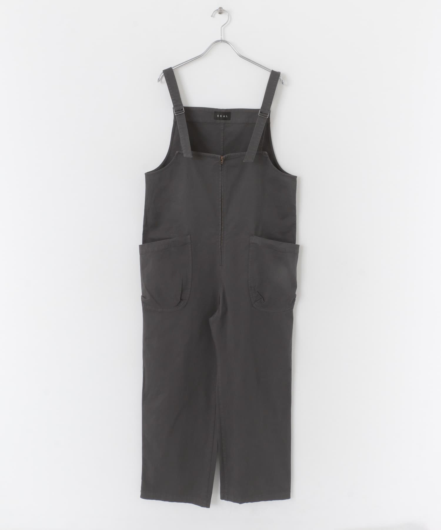 製品染めジップデザインサロペット チャコール one