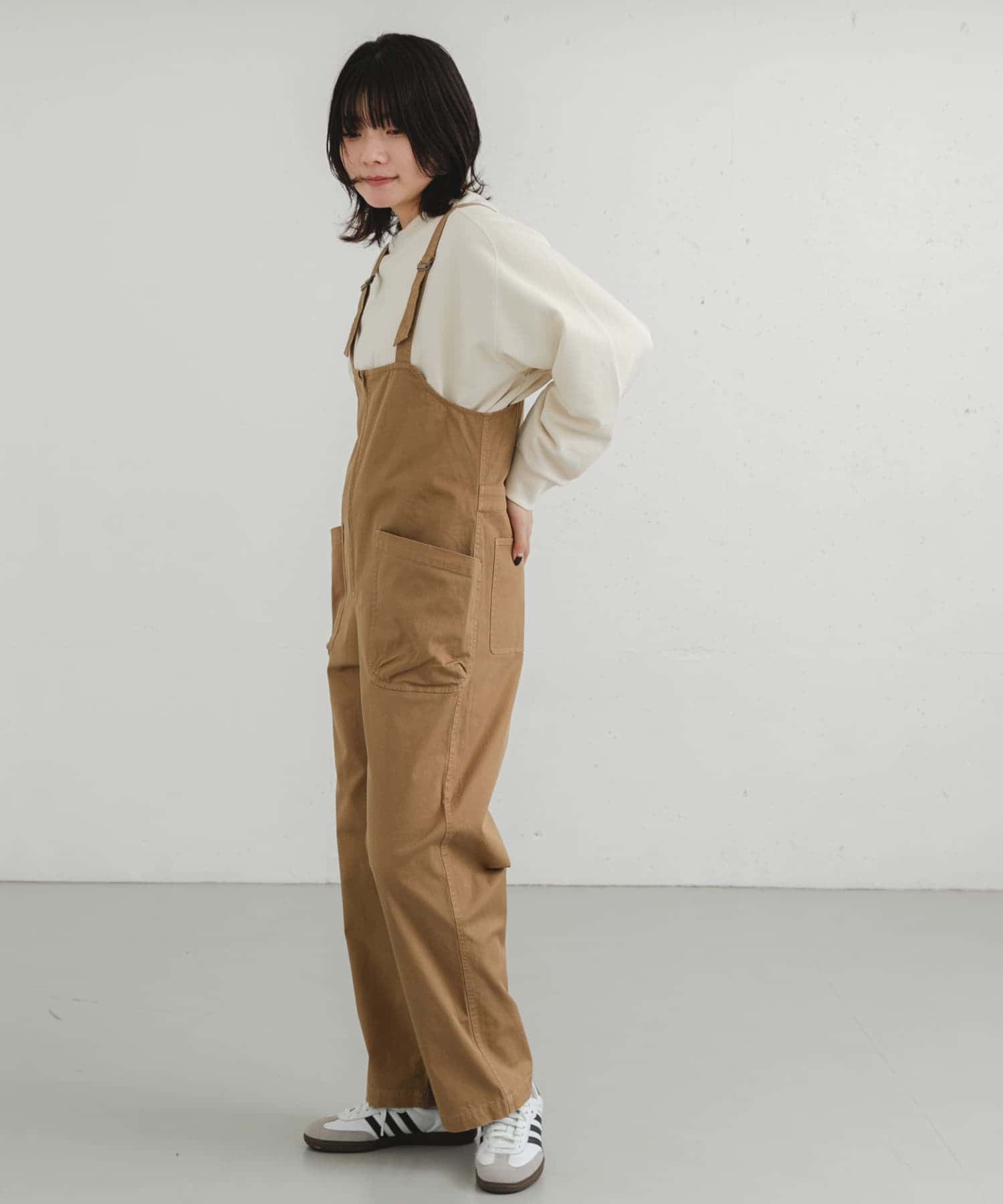 製品染めジップデザインサロペット(one キャメル): ボトム｜URBAN