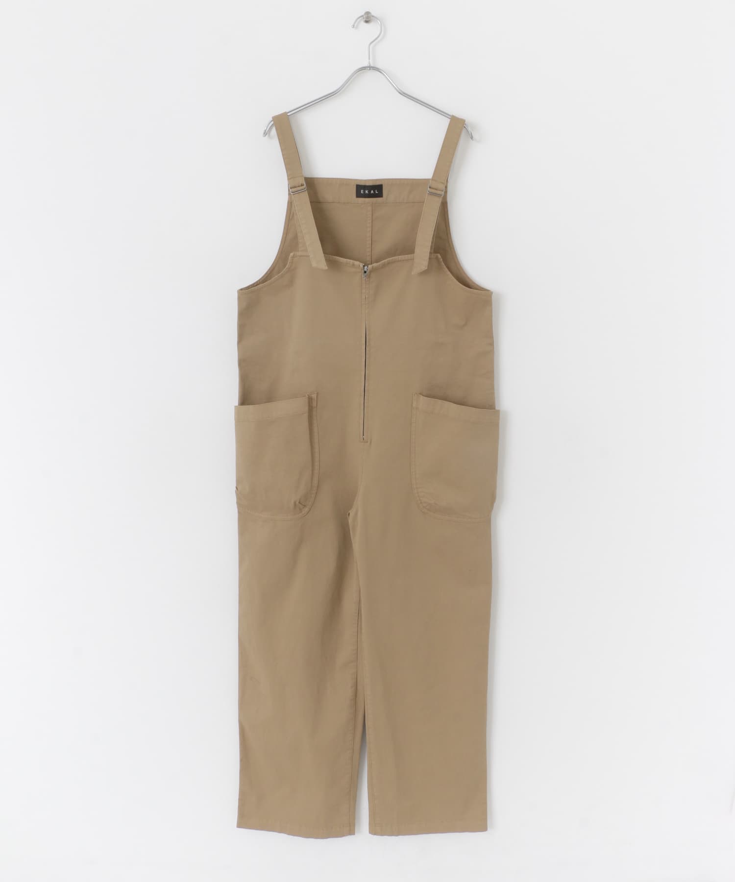 製品染めジップデザインサロペット キャメル one