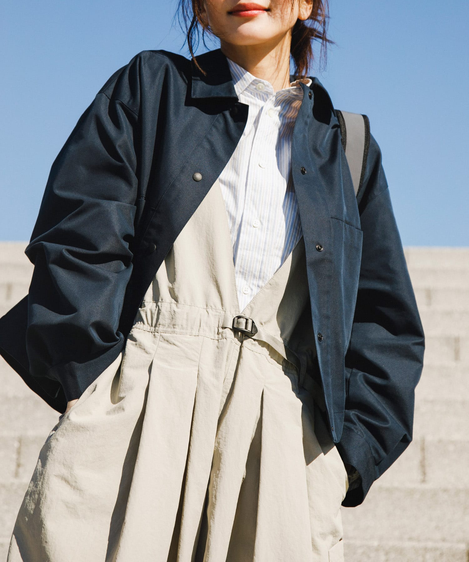 『吸水速乾/イージーケア』coolmax chino ショートカバーオールジャケット