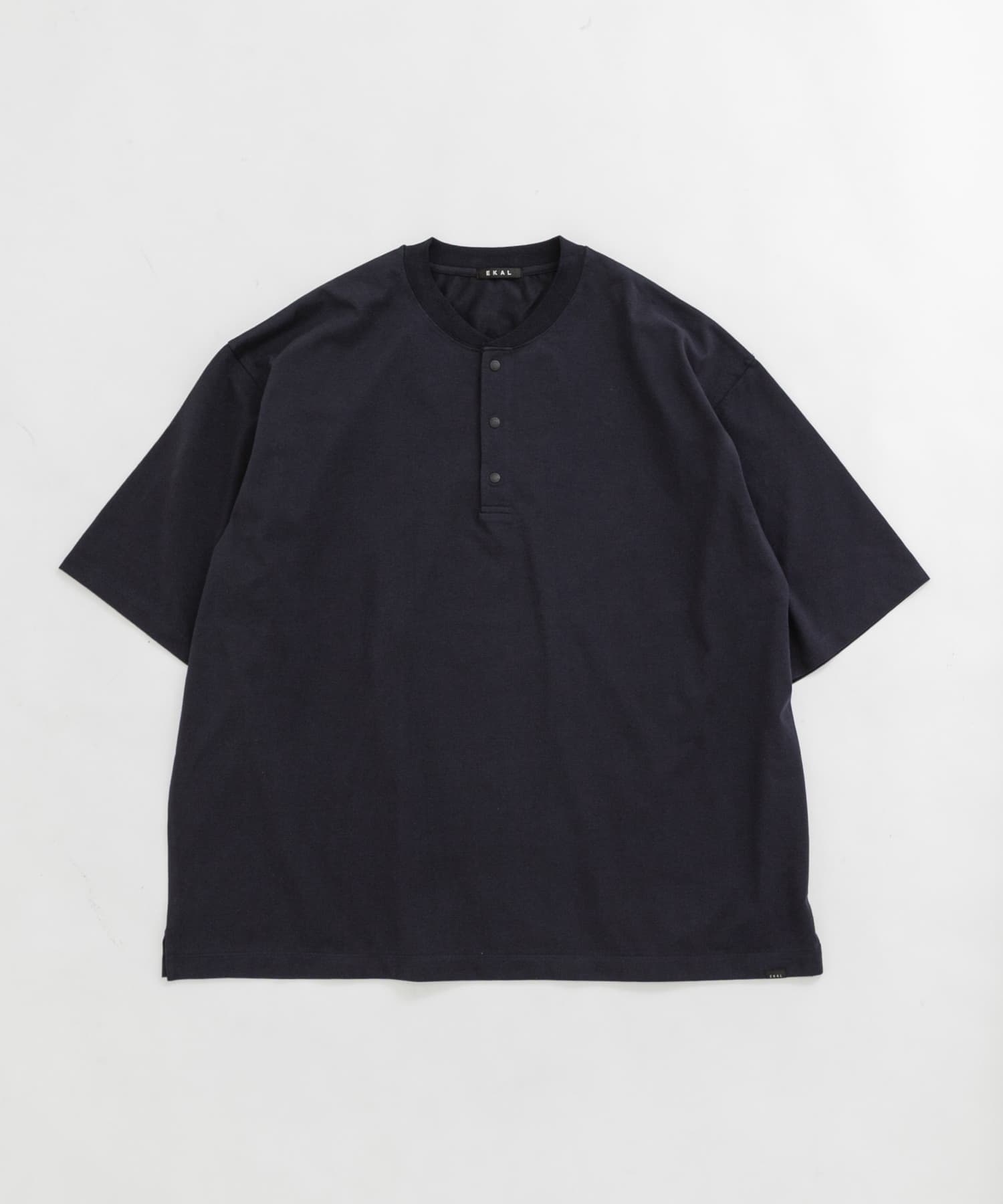 『UR TECH』ワイドヘンリーネックTシャツ ネイビー S