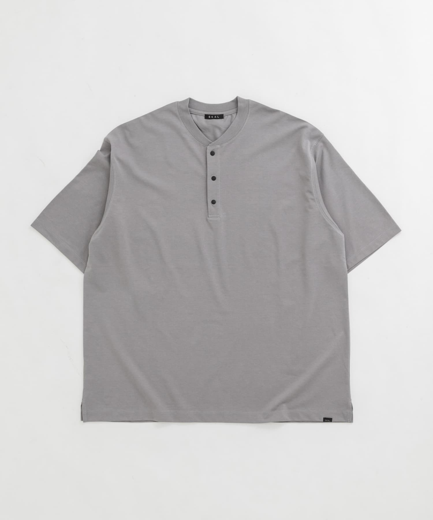 『UR TECH』ワイドヘンリーネックTシャツ グレー S