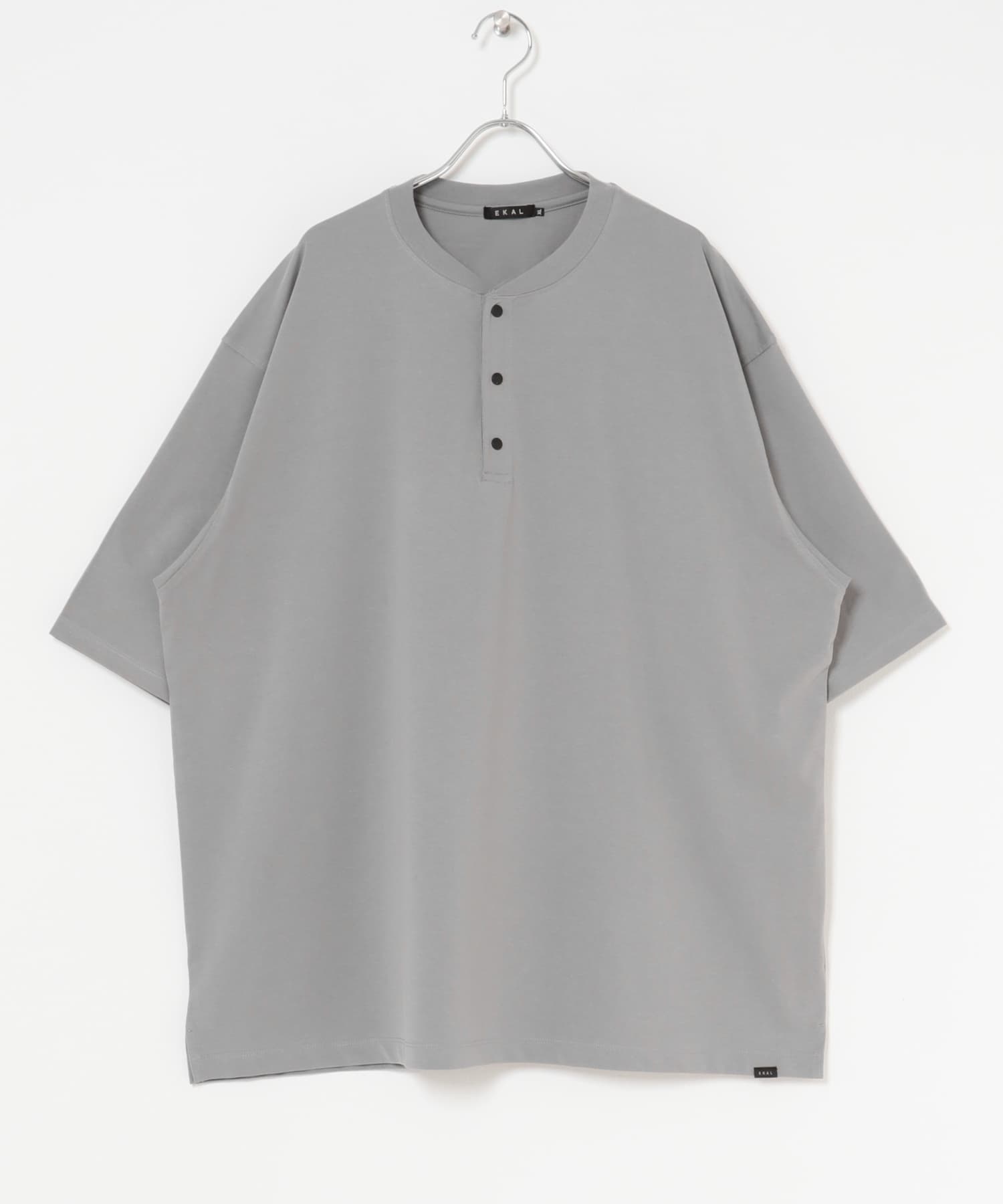 『UR TECH』ワイドヘンリーネックTシャツ グレー S