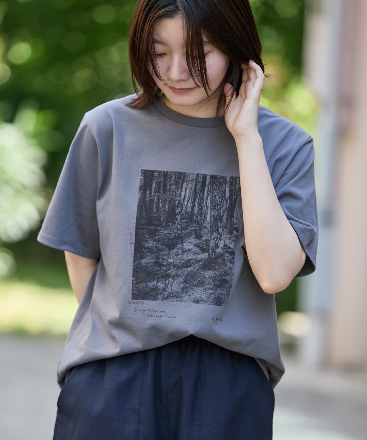 フォトプリントショートスリーブ Tシャツ(one ホワイト): トップス