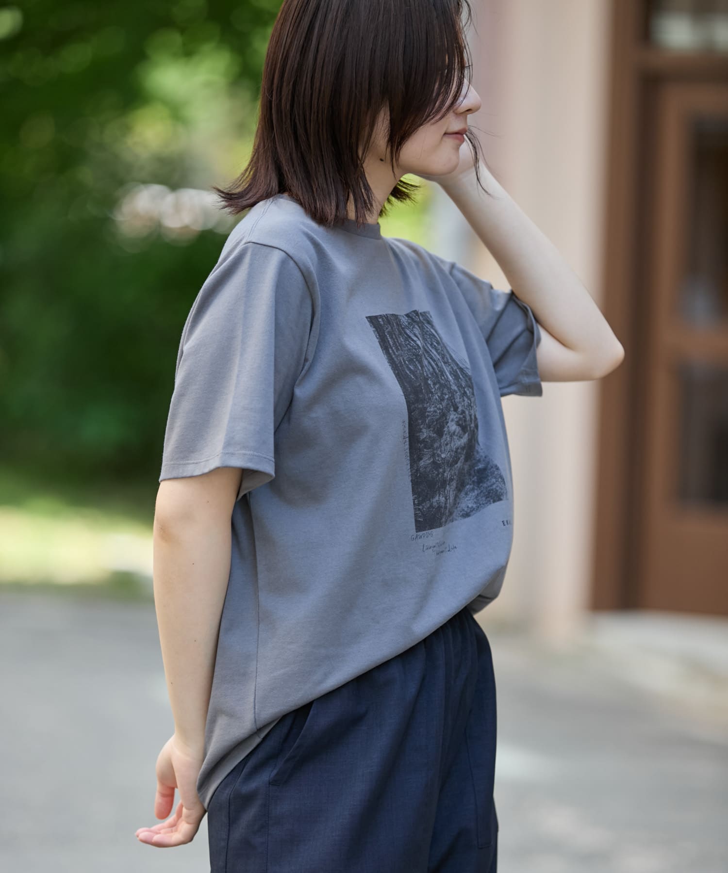 フォトプリントショートスリーブ Tシャツ(one ホワイト): トップス