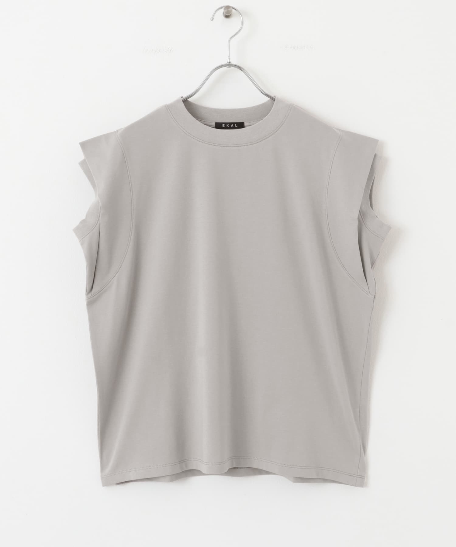 T/Cプレーティング天竺フリルTシャツ ライトグレージュ one