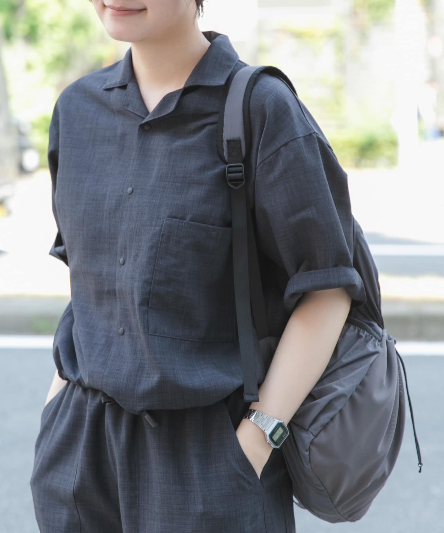 『UR TECH』ハイツイストオープンカラーシャツ