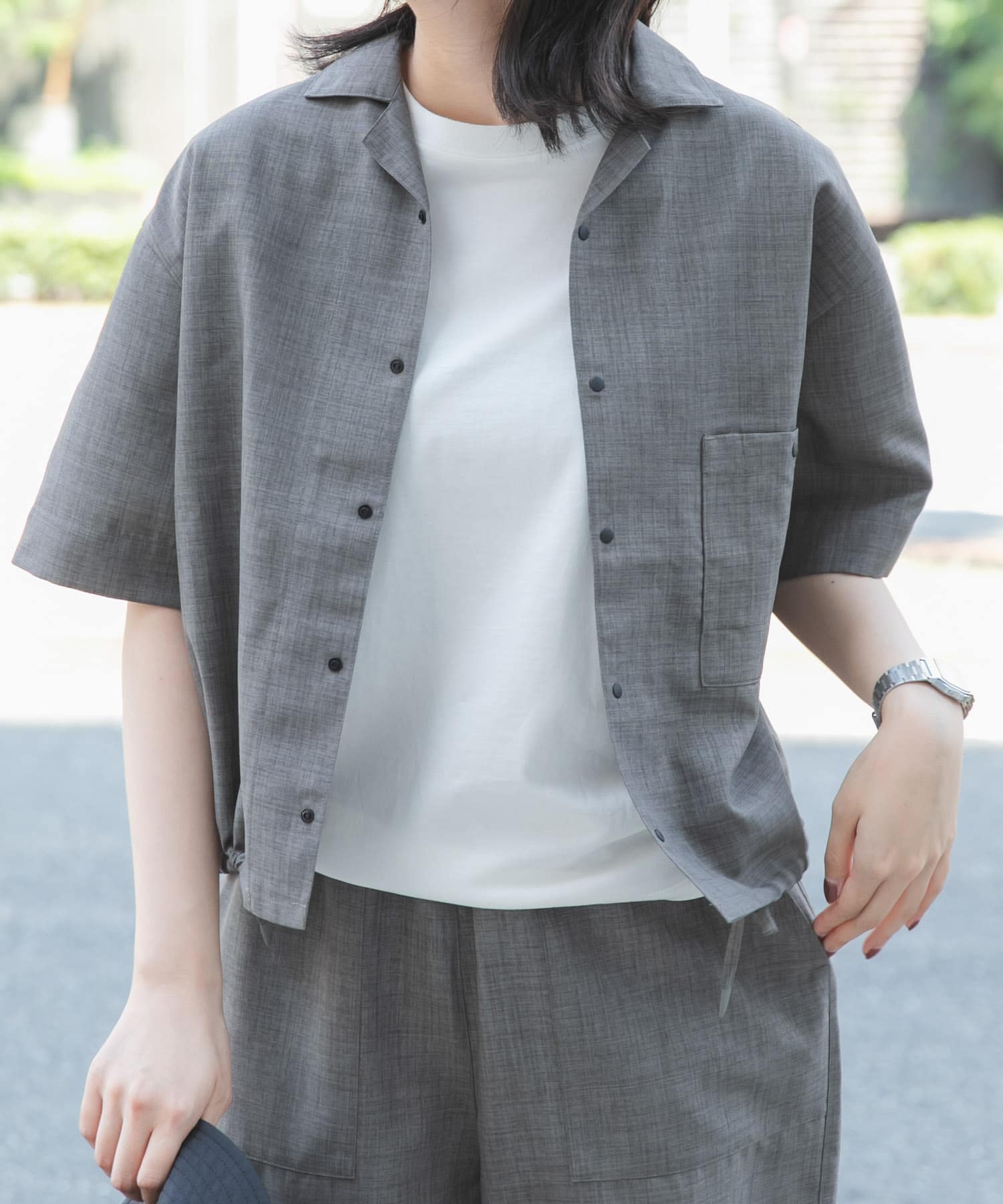 『UR TECH』ハイツイストオープンカラーシャツ