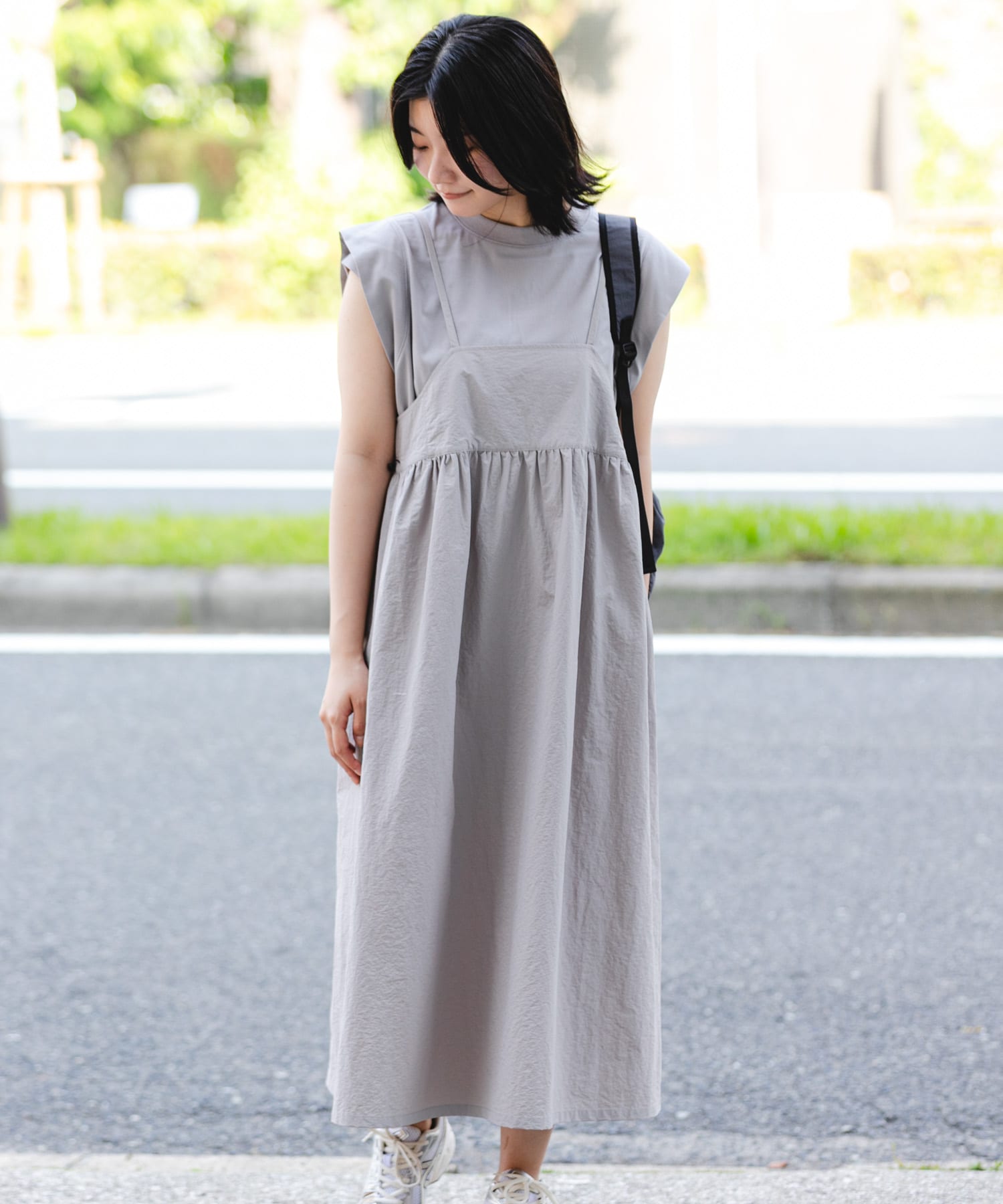 『撥水/UVカット/UR TECH』ナイロンタッサーキャミワンピース