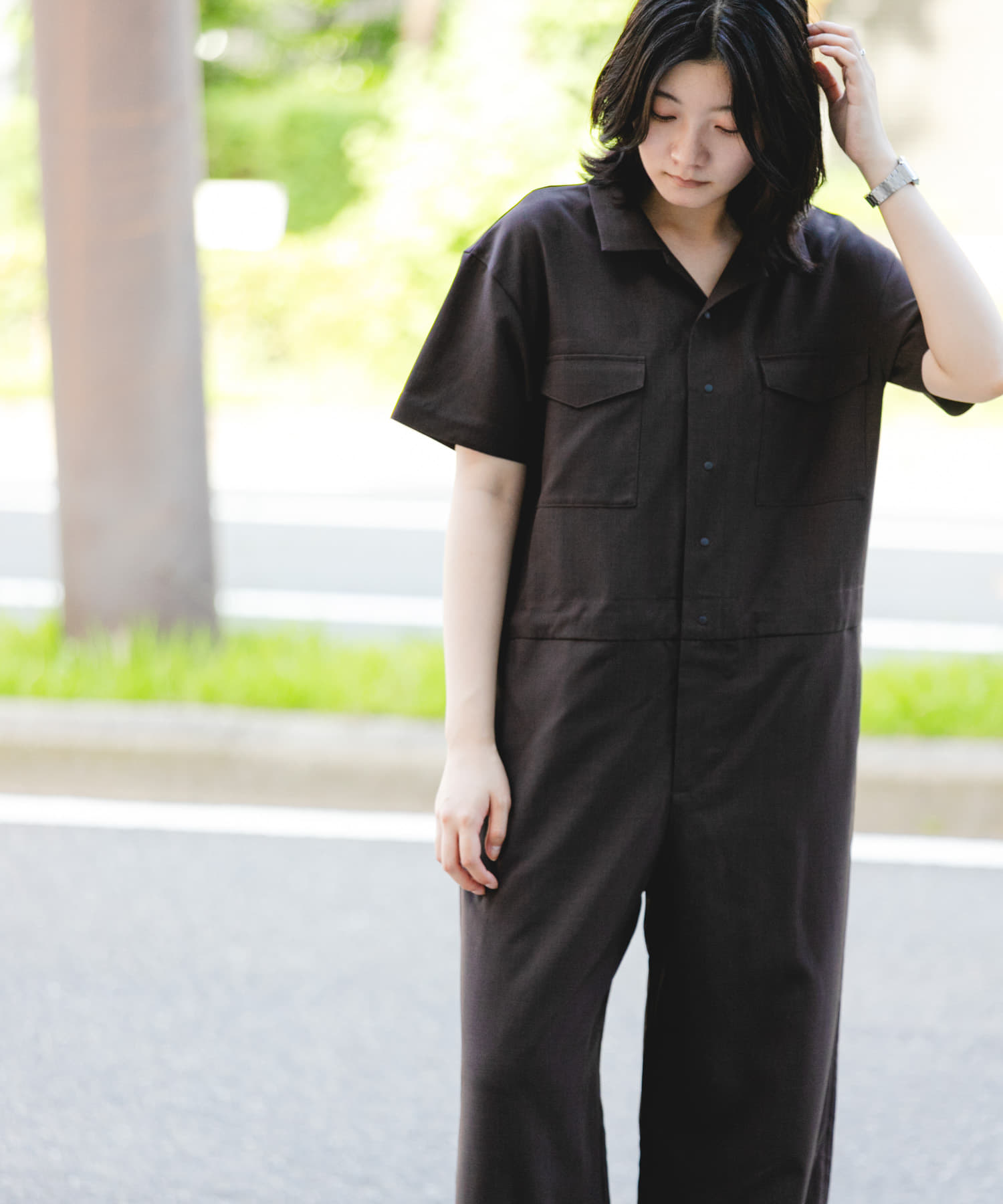 UR TECH』租毛ライク ジャンプスーツ(one ブラウン): ボトム｜URBAN