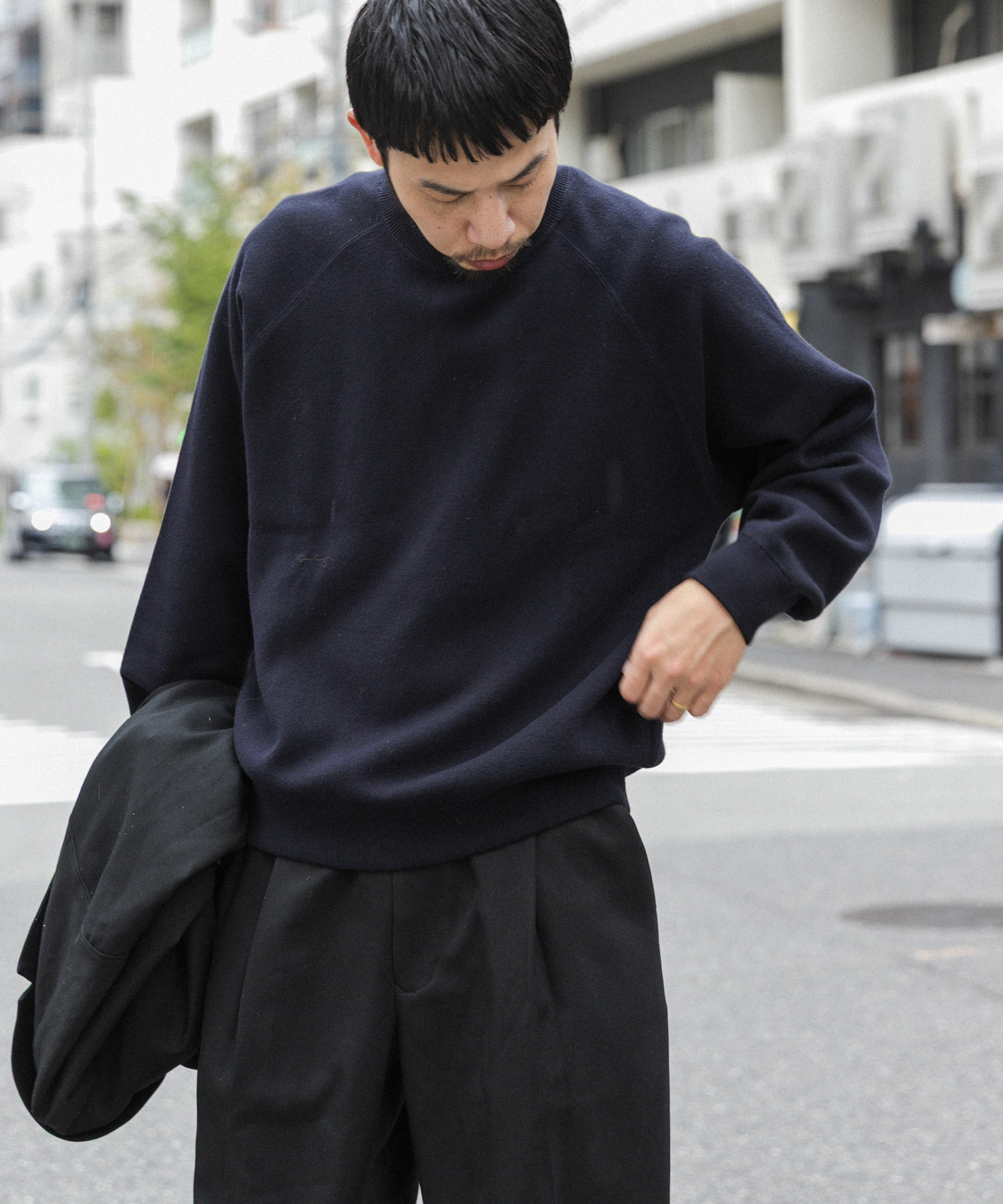 ドライニットプルオーバー ネイビー L