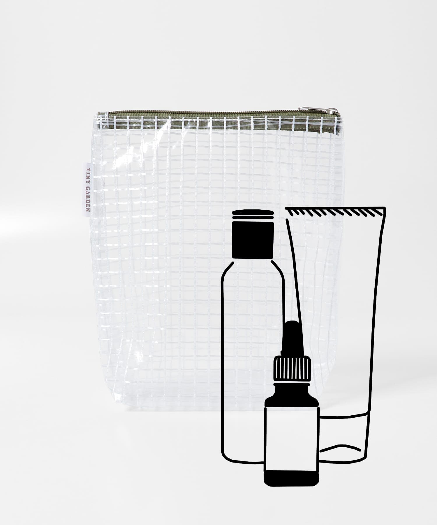 TINY GARDEN PRODUCTS　マルチユースクリアポーチ L KHAKI L