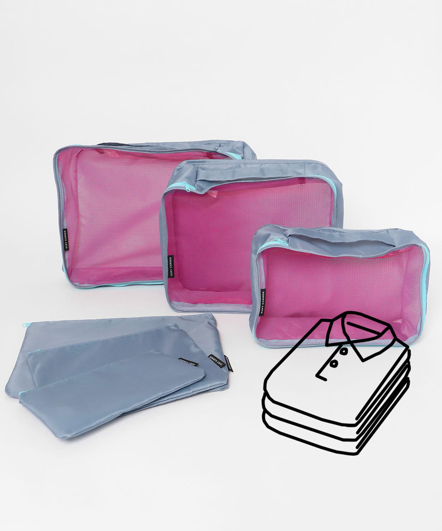 TINY GARDEN PRODUCTS　トラベルポーチ 6Pセット GRAY one
