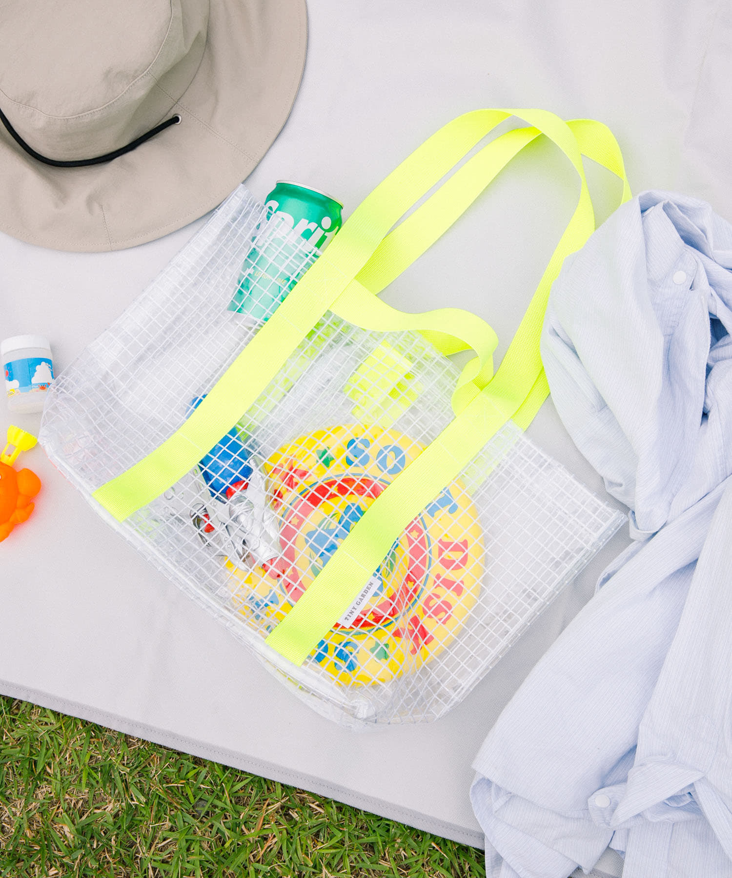 TINY GARDEN PRODUCTS　マルチユースクリアバッグ M NEONYELLOW M