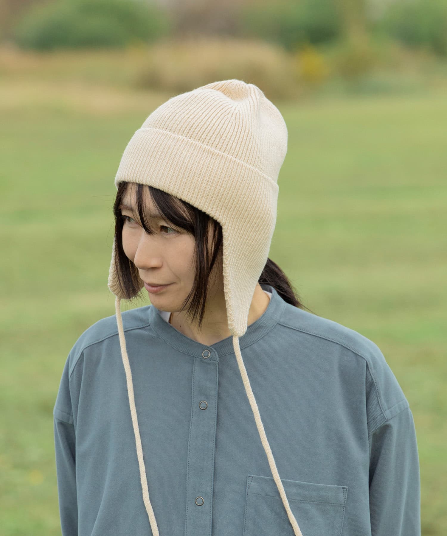 TINY GARDEN PRODUCTS フライトニットキャップ(one IVORY): 帽子