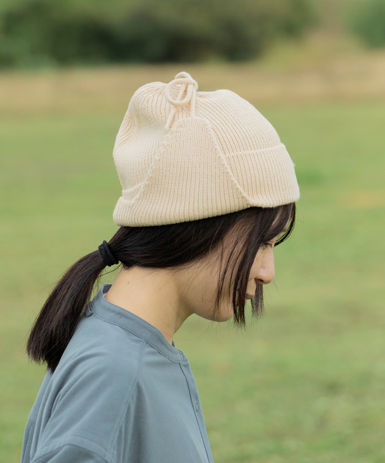 TINY GARDEN PRODUCTS フライトニットキャップ(one IVORY): 帽子