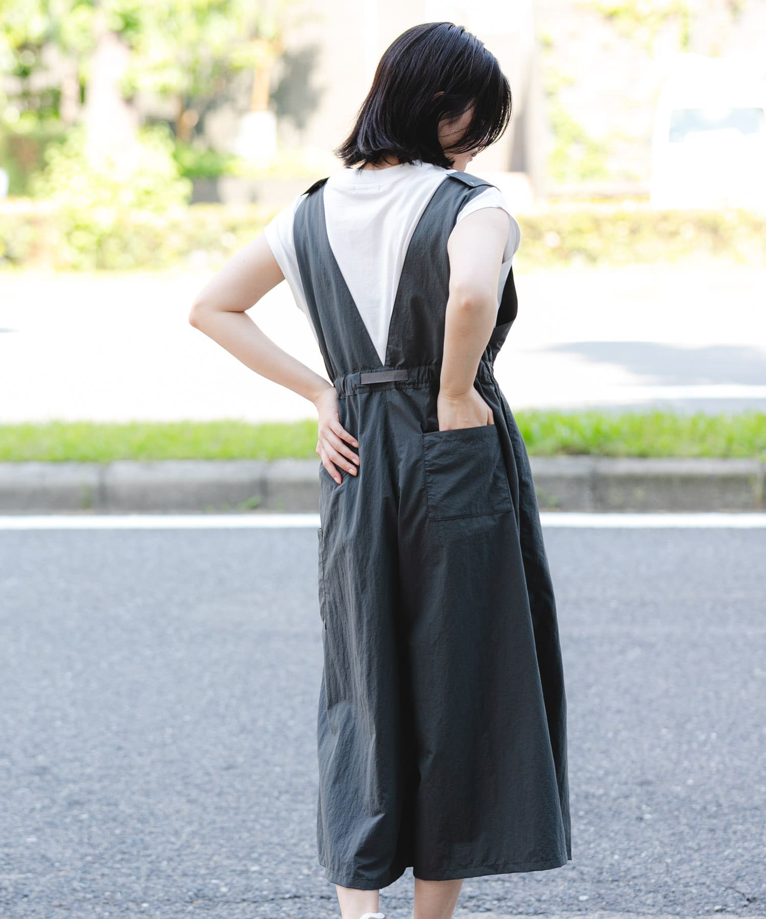 新品タグ付EKAL別注GRAMICCIアクティブナイロンサロペットMブラック 別注』『撥水/2WAY仕様』Gramicci アクティブナイロンサロペット(one