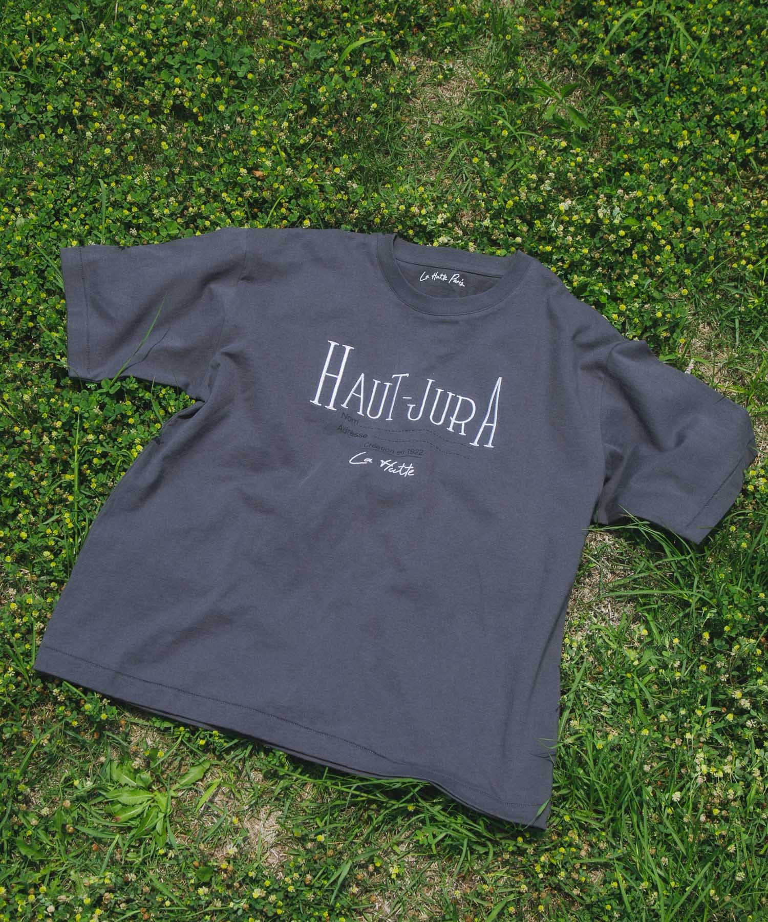 『別注』La Hutte×EKAL　刺繍デザインTシャツ チャコール one