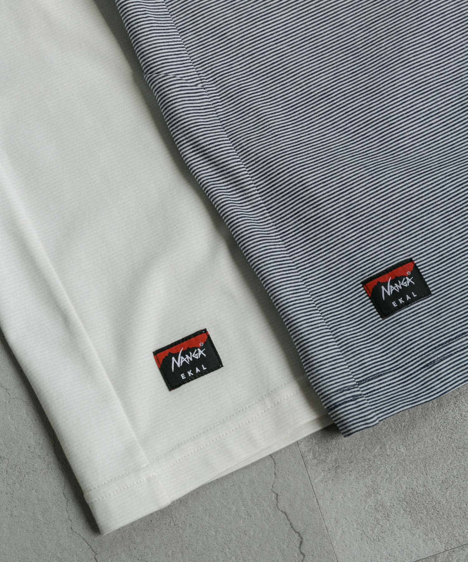 『吸水速乾 / 別注』NANGA×EKAL　ボーダーTシャツ WHT×NVY L