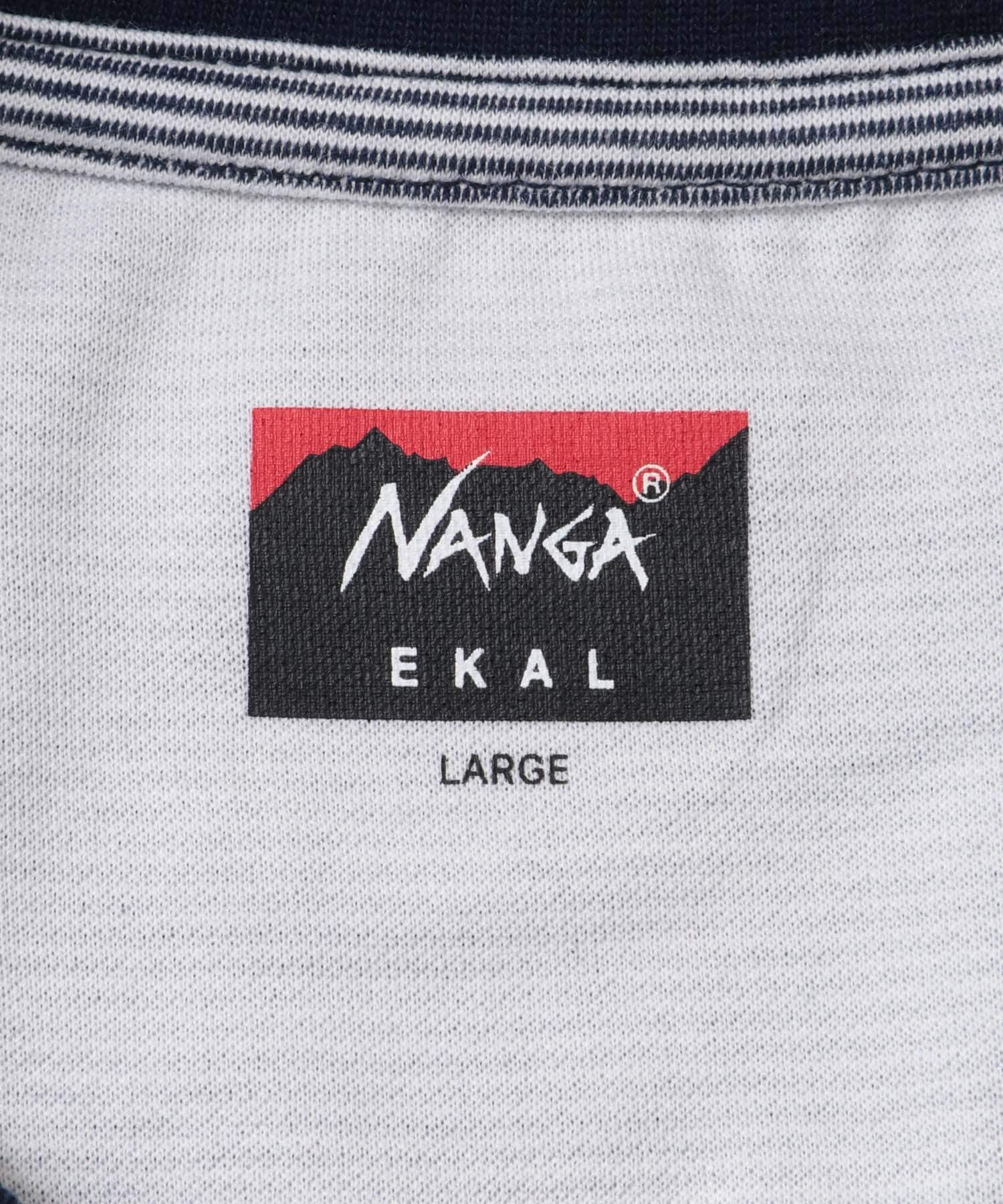 『吸水速乾 / 別注』NANGA×EKAL　ボーダーTシャツ WHT×NVY M