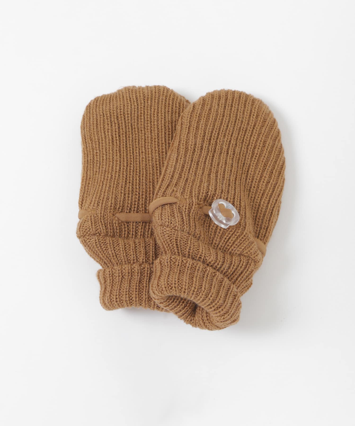 joha　ベビーWOOL RIB ミトン ブラウン 70