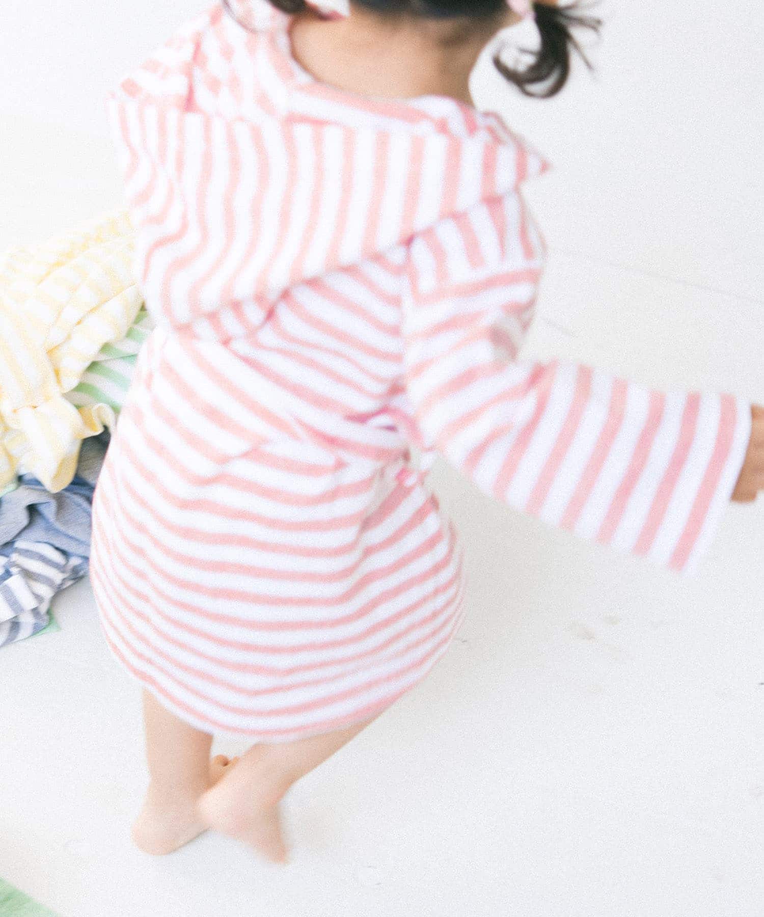 maemukids&baby　ベビーバスローブ(ボーダー) RED -