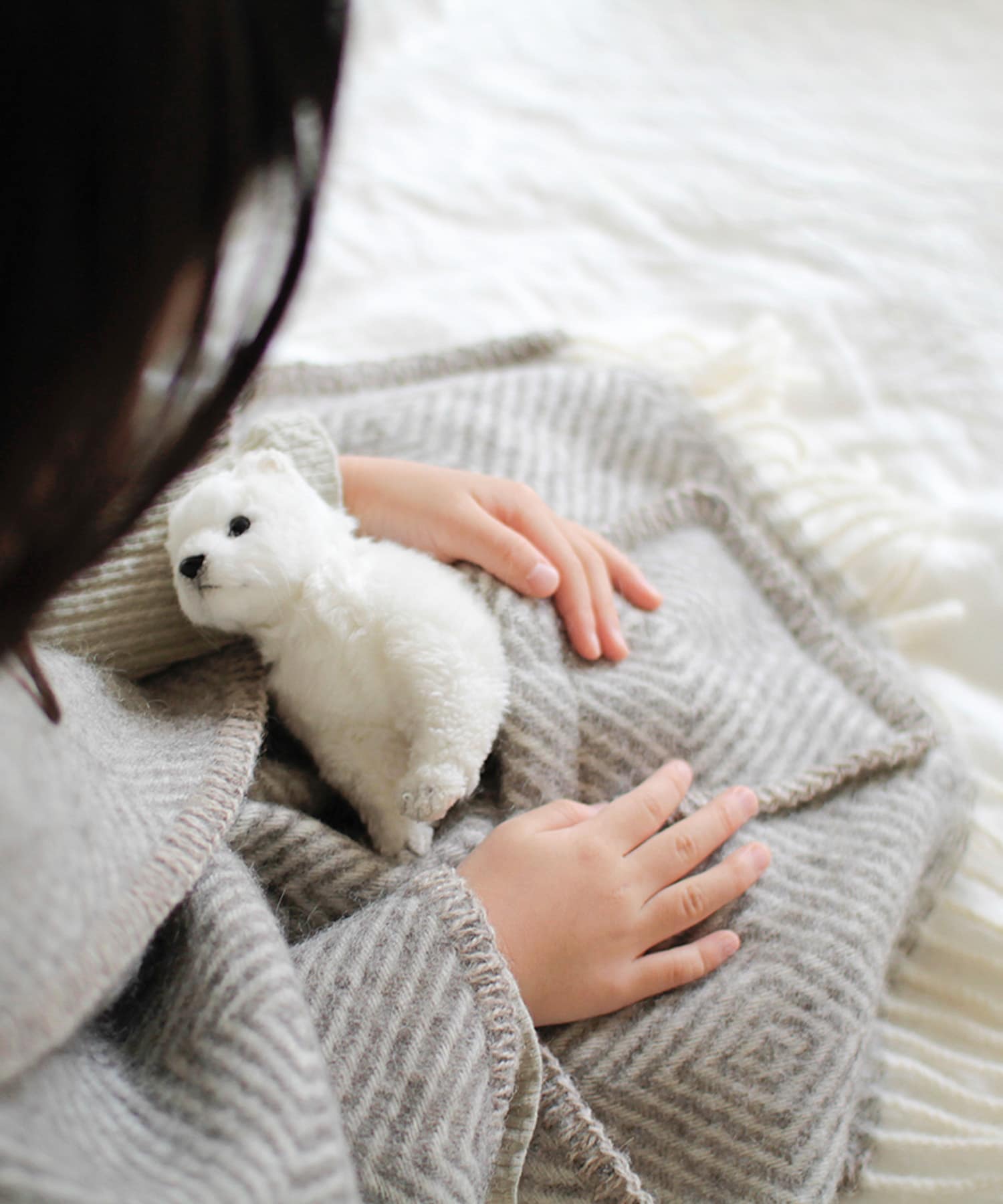 LAPUAN KANKURIT　ポケットショール MARIA KIDS GRY WHITE one